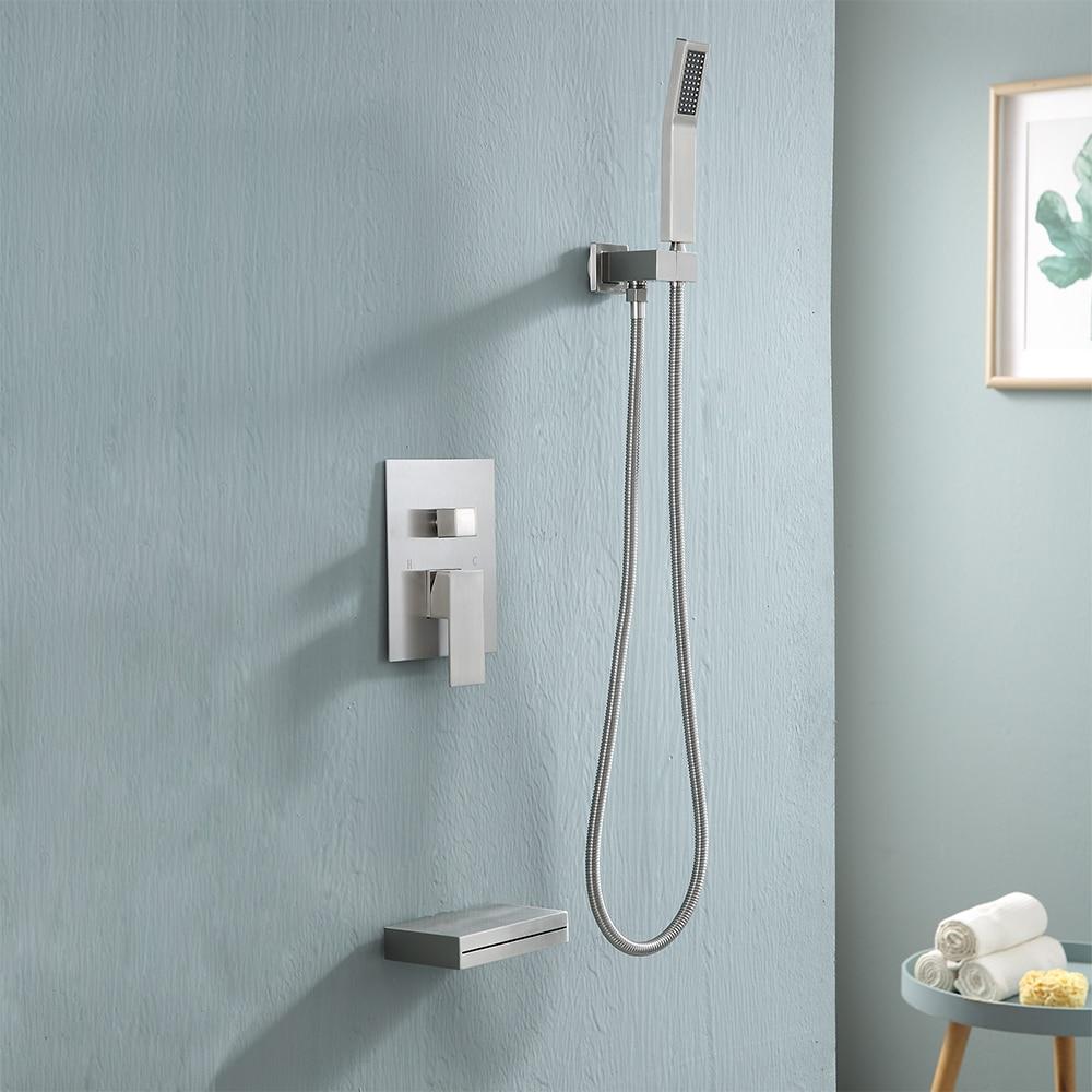 Kichae KE-KH-SLF16013-SS 12 Inch Dual Shower Head Wall Mounted Shower System with Rough-In Valve