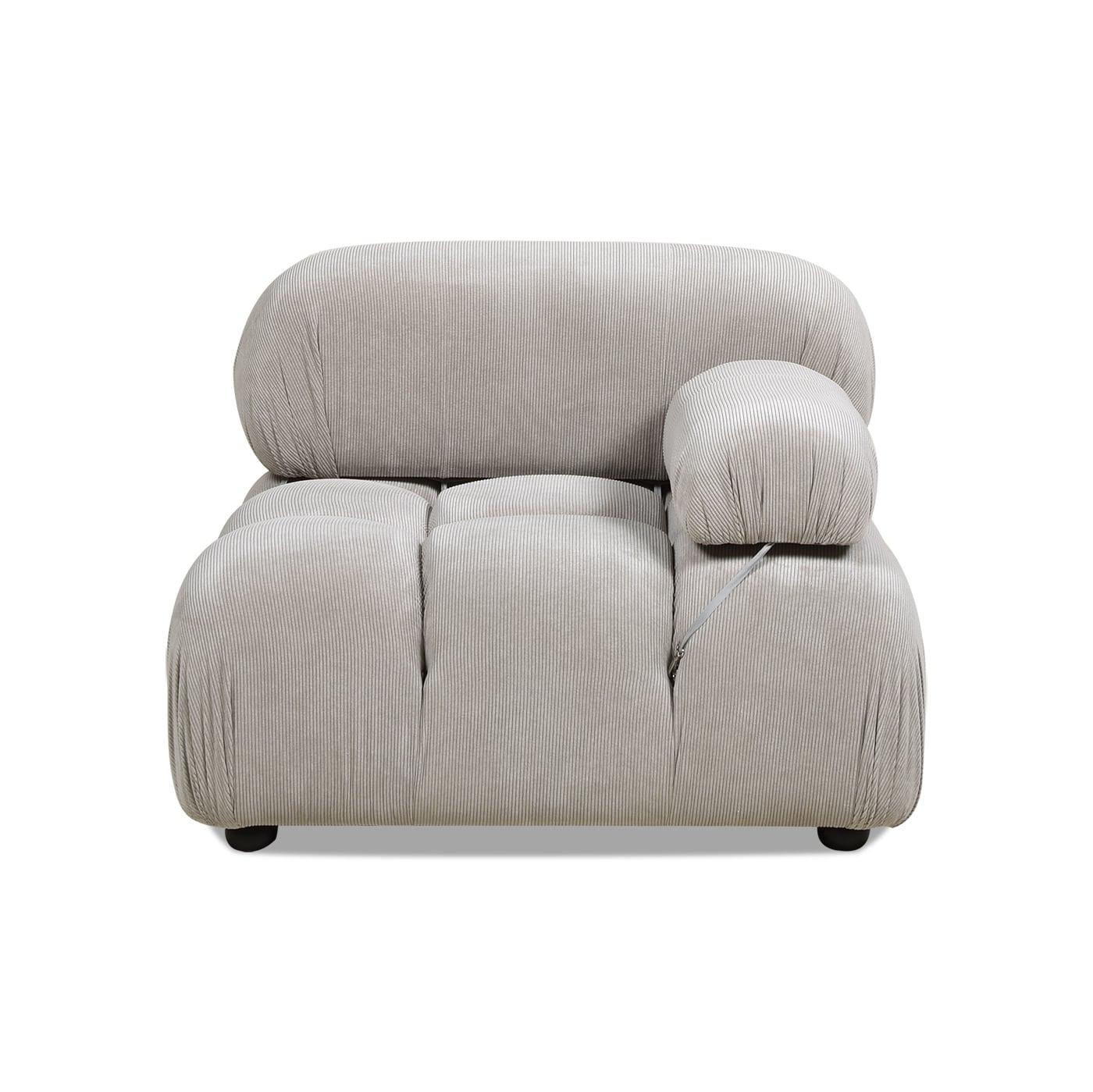 Pebble Gray Corduroy 36" Modular Accent Chair with Wood Frame