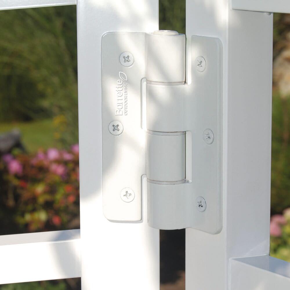 White Aluminum Self-Closing Butterfly Gate Hinges, 2-Pack