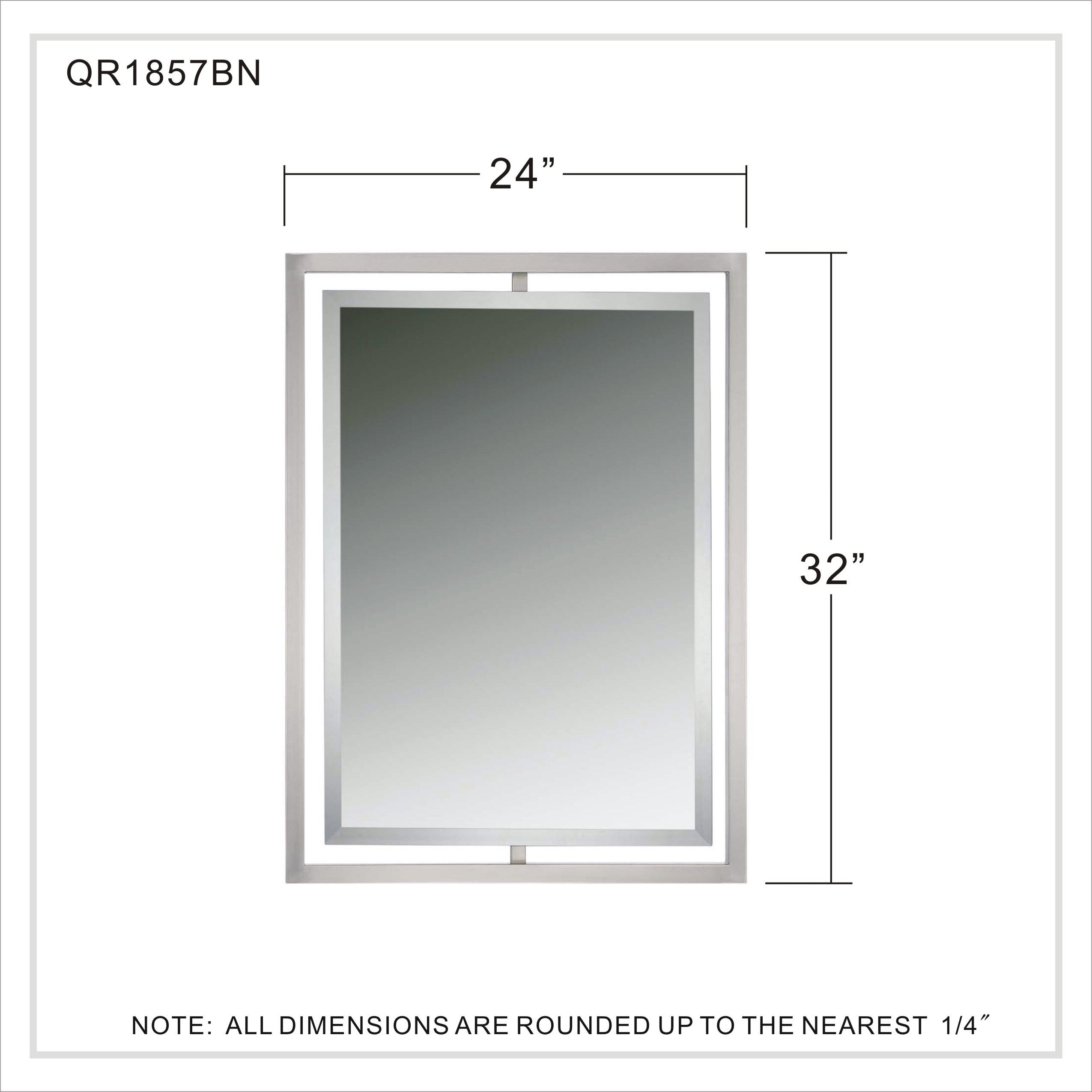 Quoizel Lighting Reflections - 32" Rectangular Light Mirror, Brushed Nickel/Semi Gloss Finish