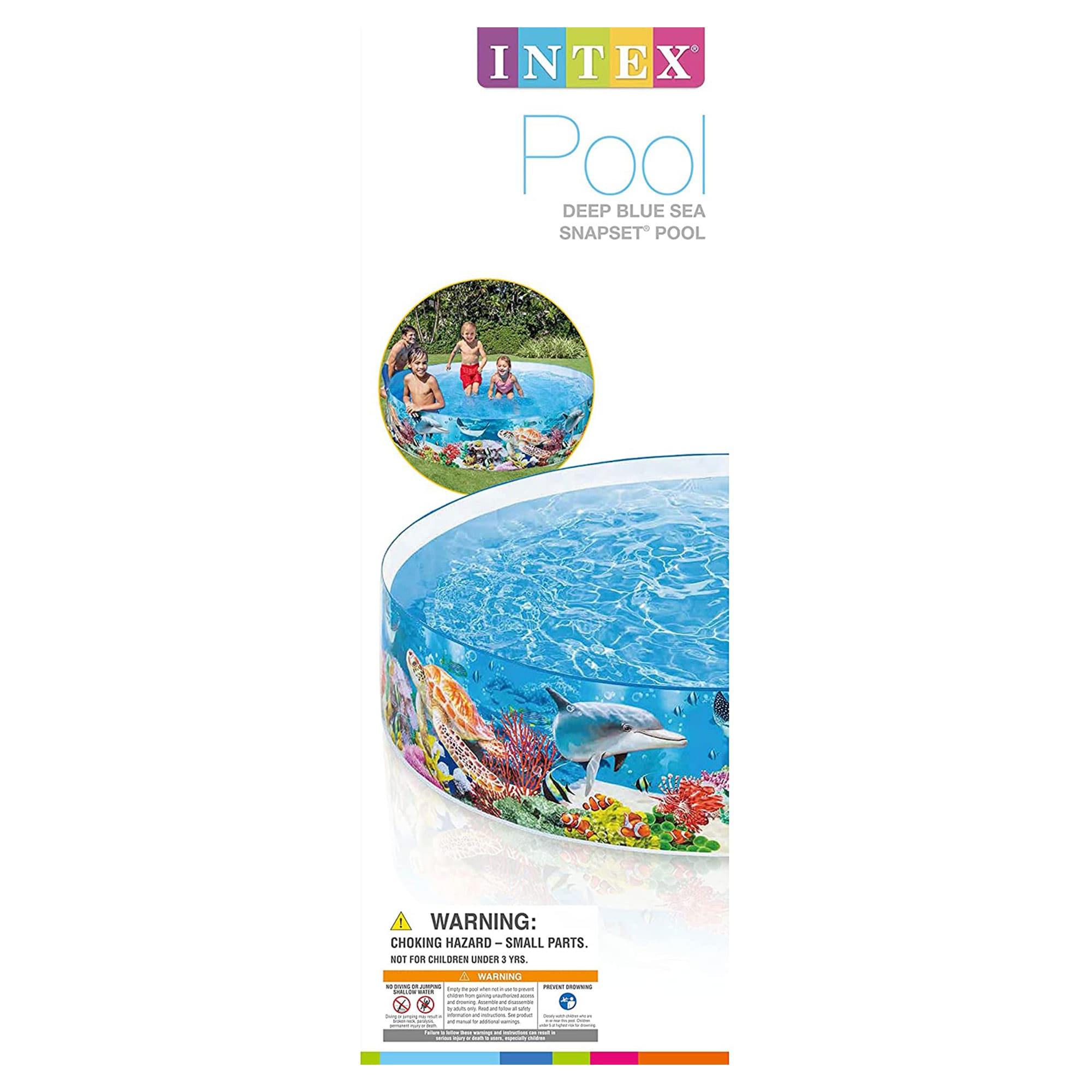 Intex Deep Sea Blue 8 feet x 18 inch SnapSet Instant Round Above Ground Swimming Kiddie Pool for Kids Ages 3 Years and Up