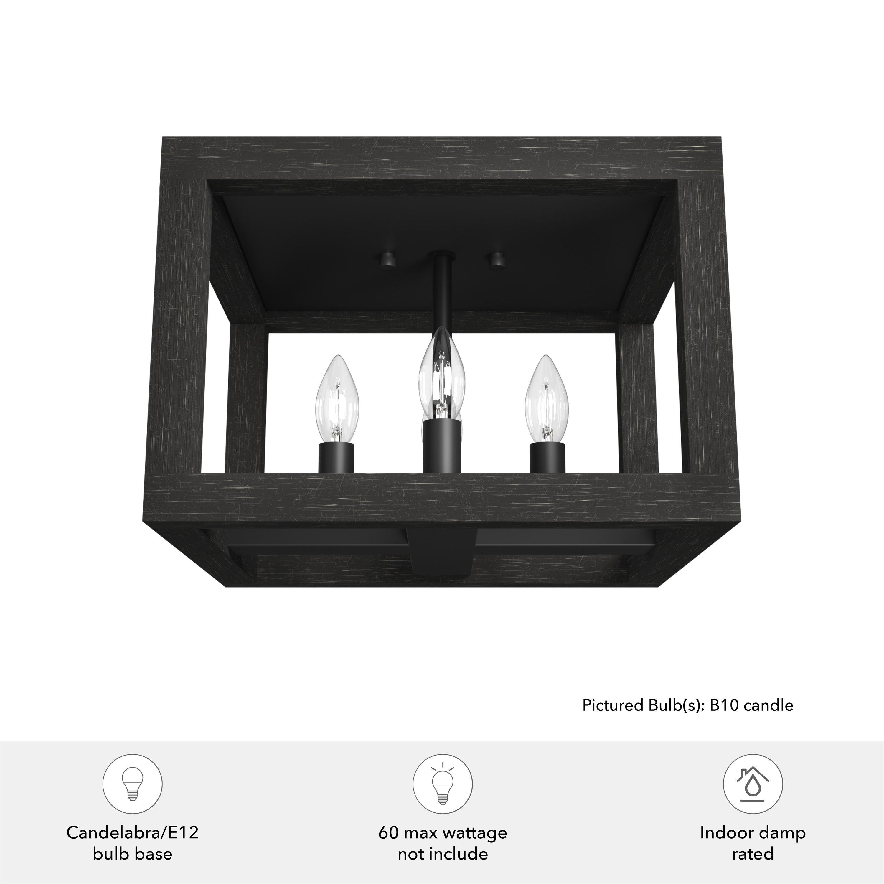 Squire Manor 4 - Light 12'' Lantern Square / Rectangle Flush Mount