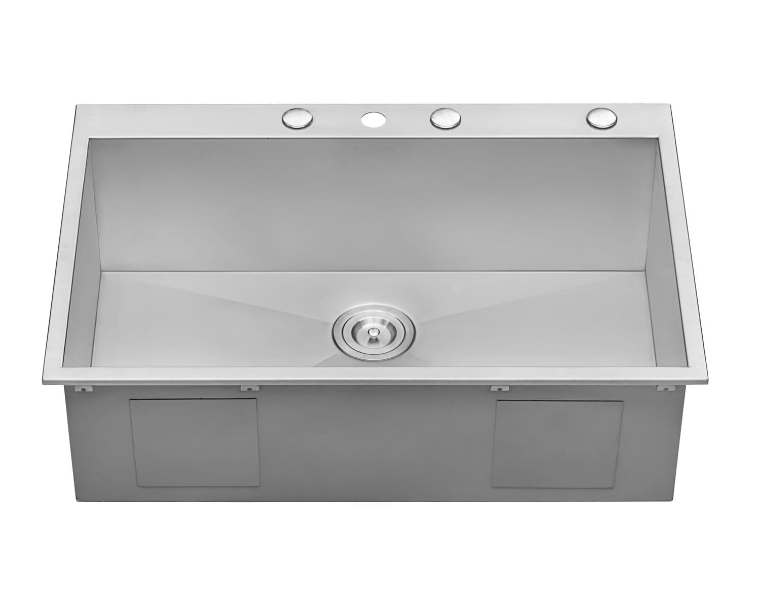 Ruvati 33 x 22 inch Drop-in Topmount Zero Radius Stainless Steel Kitchen Sink Single Bowl - 4 holes