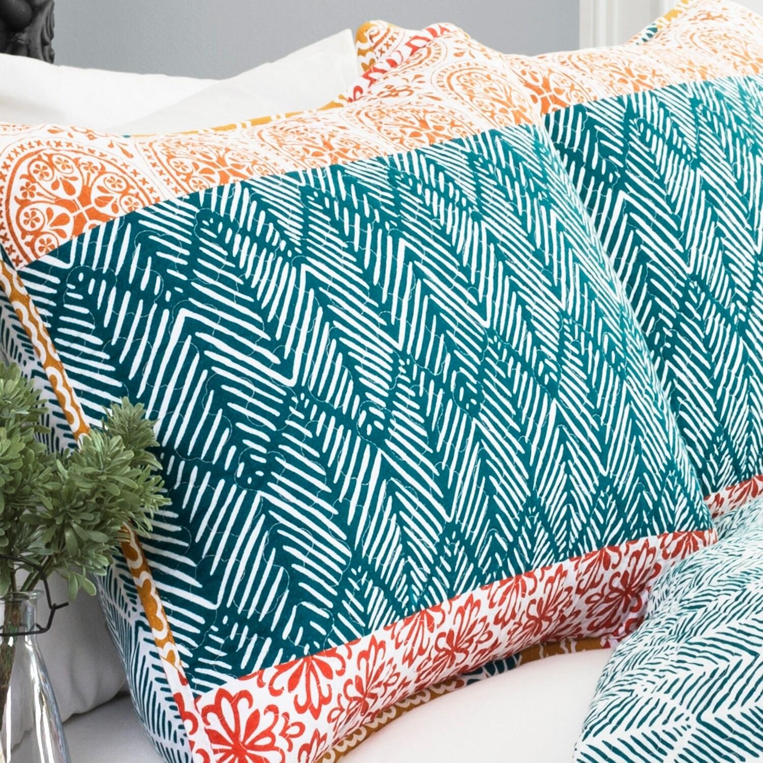 Lush Decor Bohemian 100% Cotton Reversible 3-Piece Quilt Set
