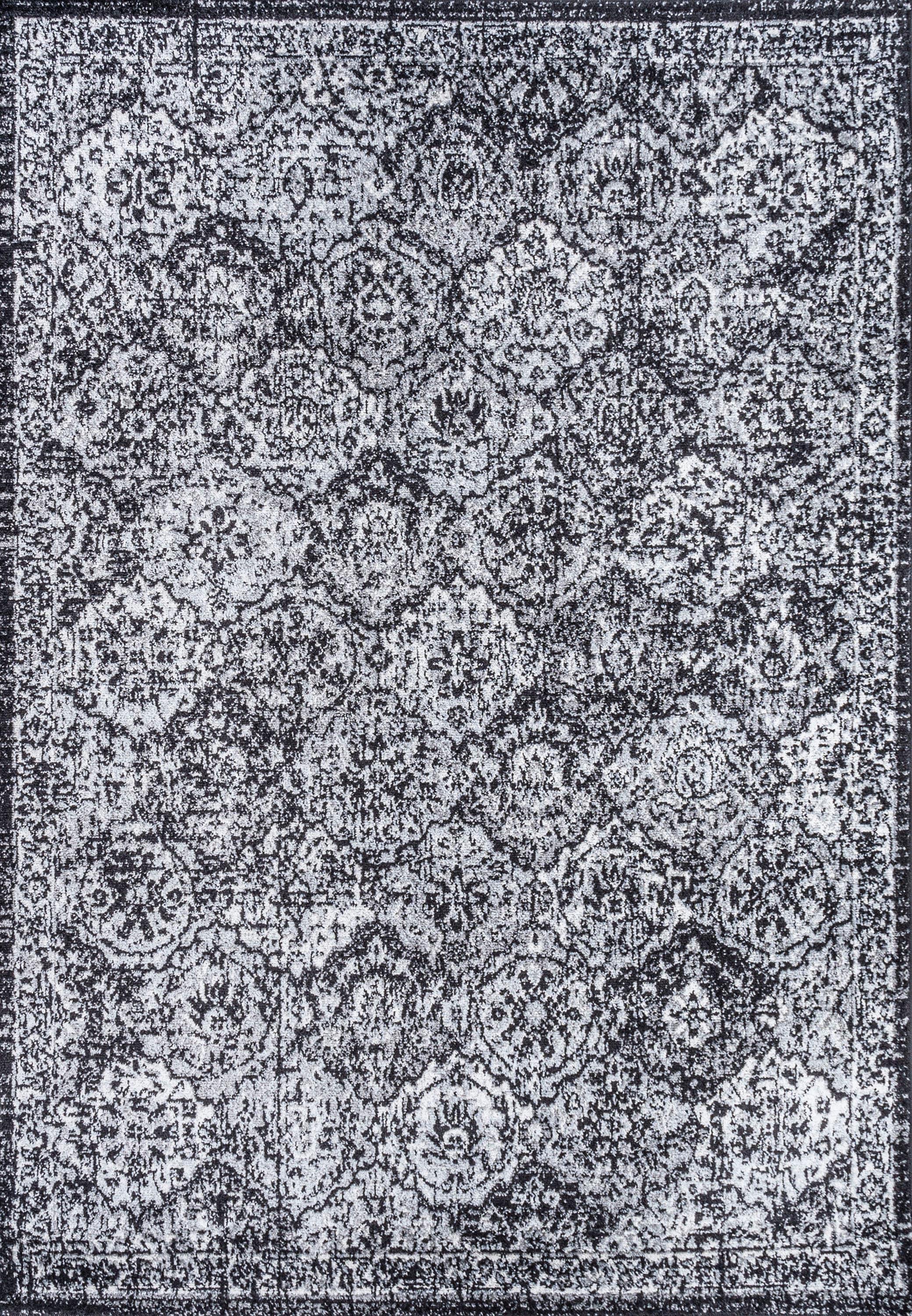 5' x 8' Modern Persian Boho Vintage Trellis Area Rug, Black/Ivory - JONATHAN Y