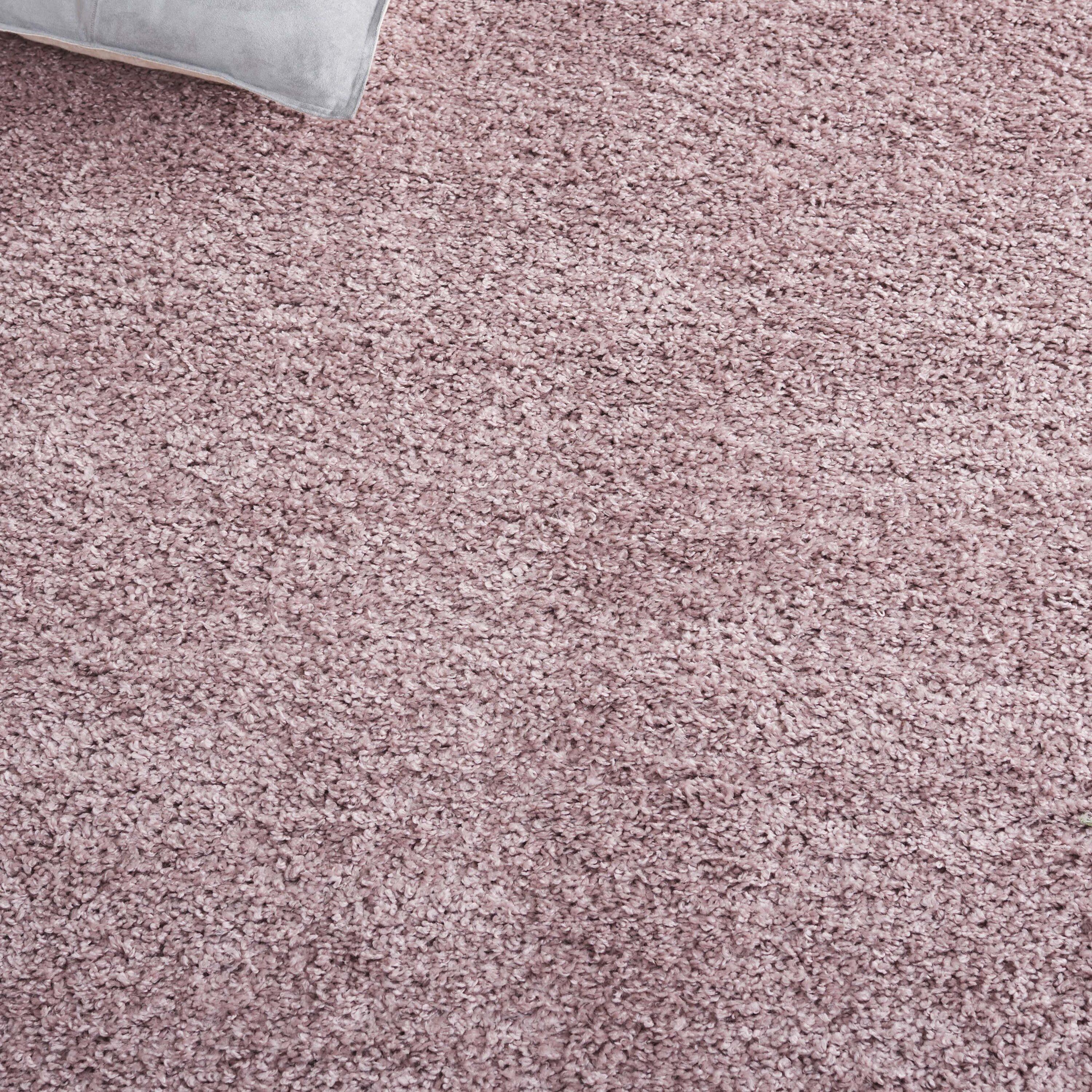 SAFAVIEH Border & Stripe Hyram Bordered Shag Area Rug, Pink/Ivory, 6'7" x 6'7" Round