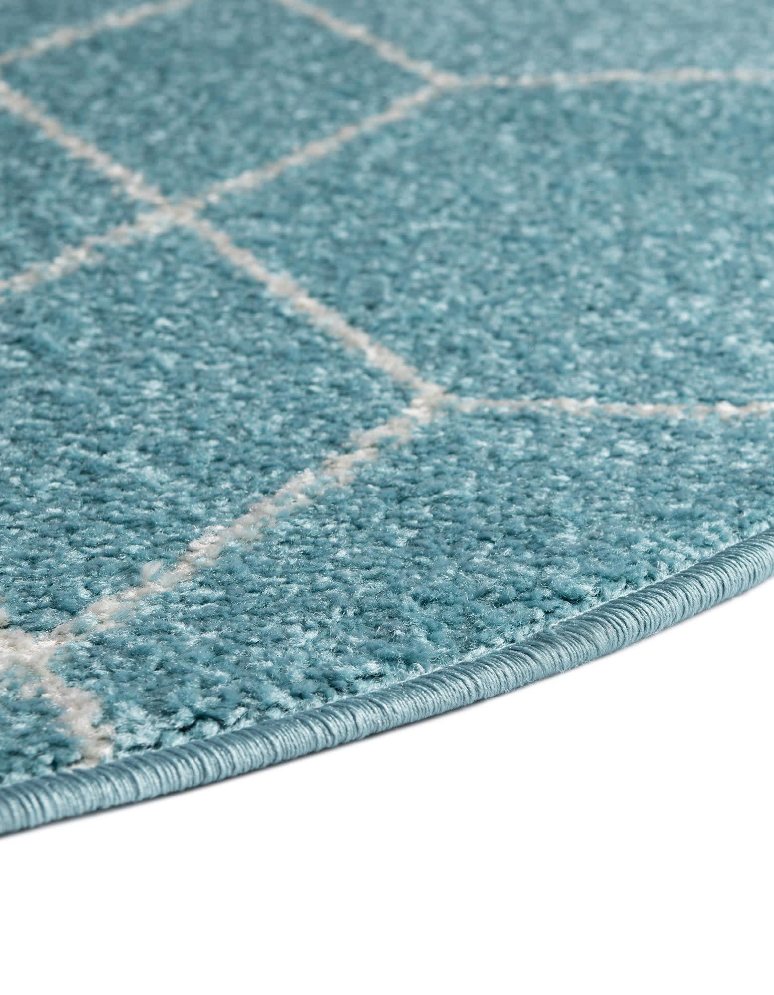 Unique Loom 4' 0 x 4' 0 Trellis Frieze Light Blue Area Rug