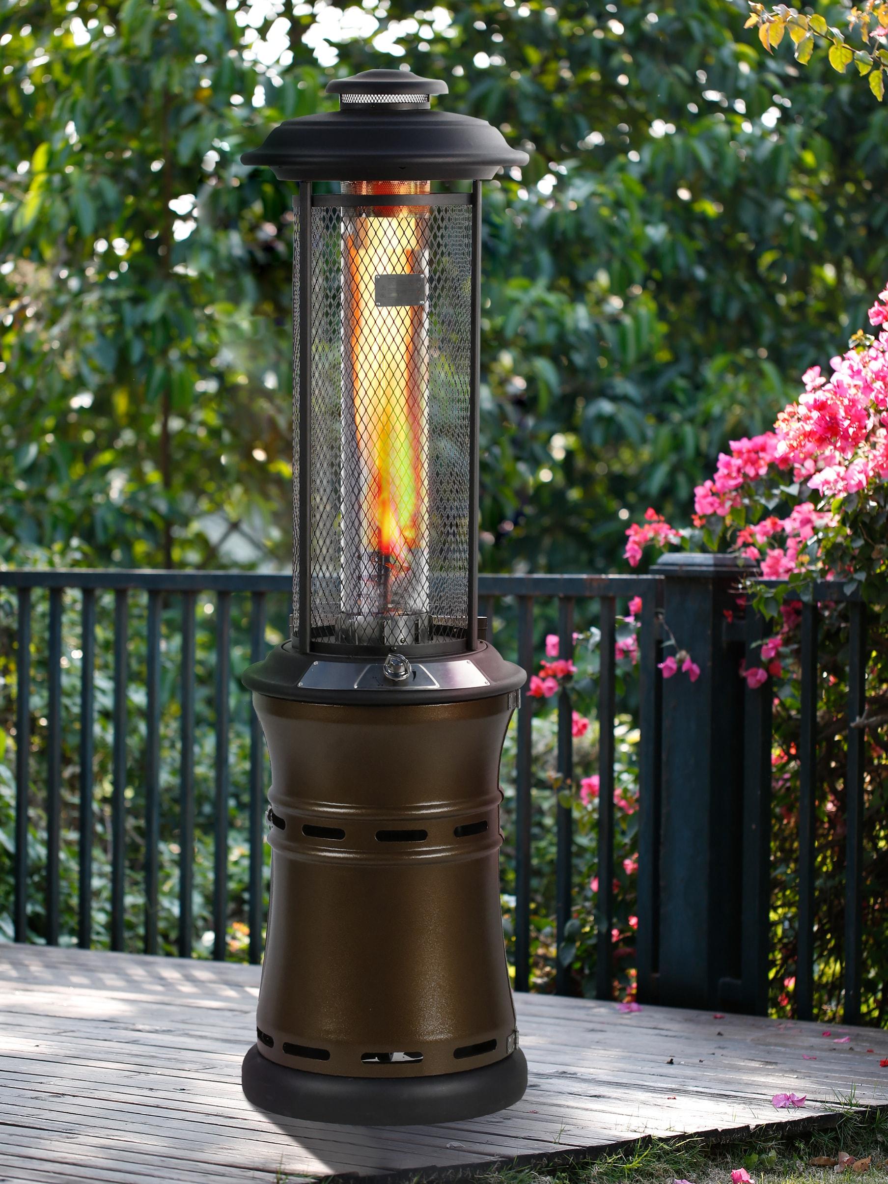 Heatmaxx 36000 BTU Gas Floor Standing Dancing Flame Outdoor Patio Portable Heater Bronze