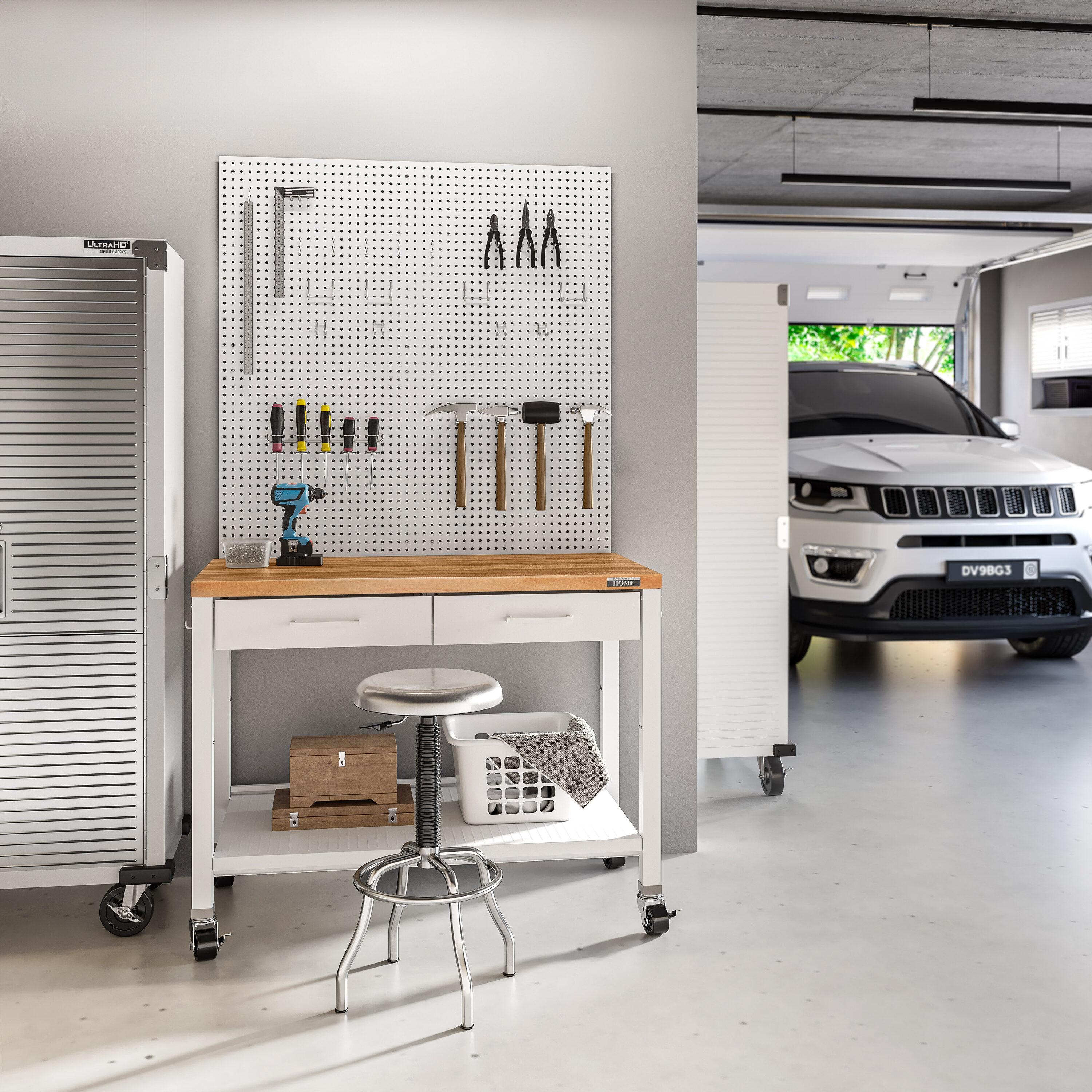 48'' Wide Stainless Steel Kitchen Rolling Cart Island with Solid Wood Top