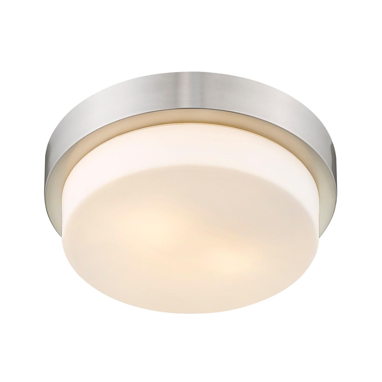 Golden Lighting Multi-Family 11" 2-Light Flush Mount in Pewter with Opal Glass