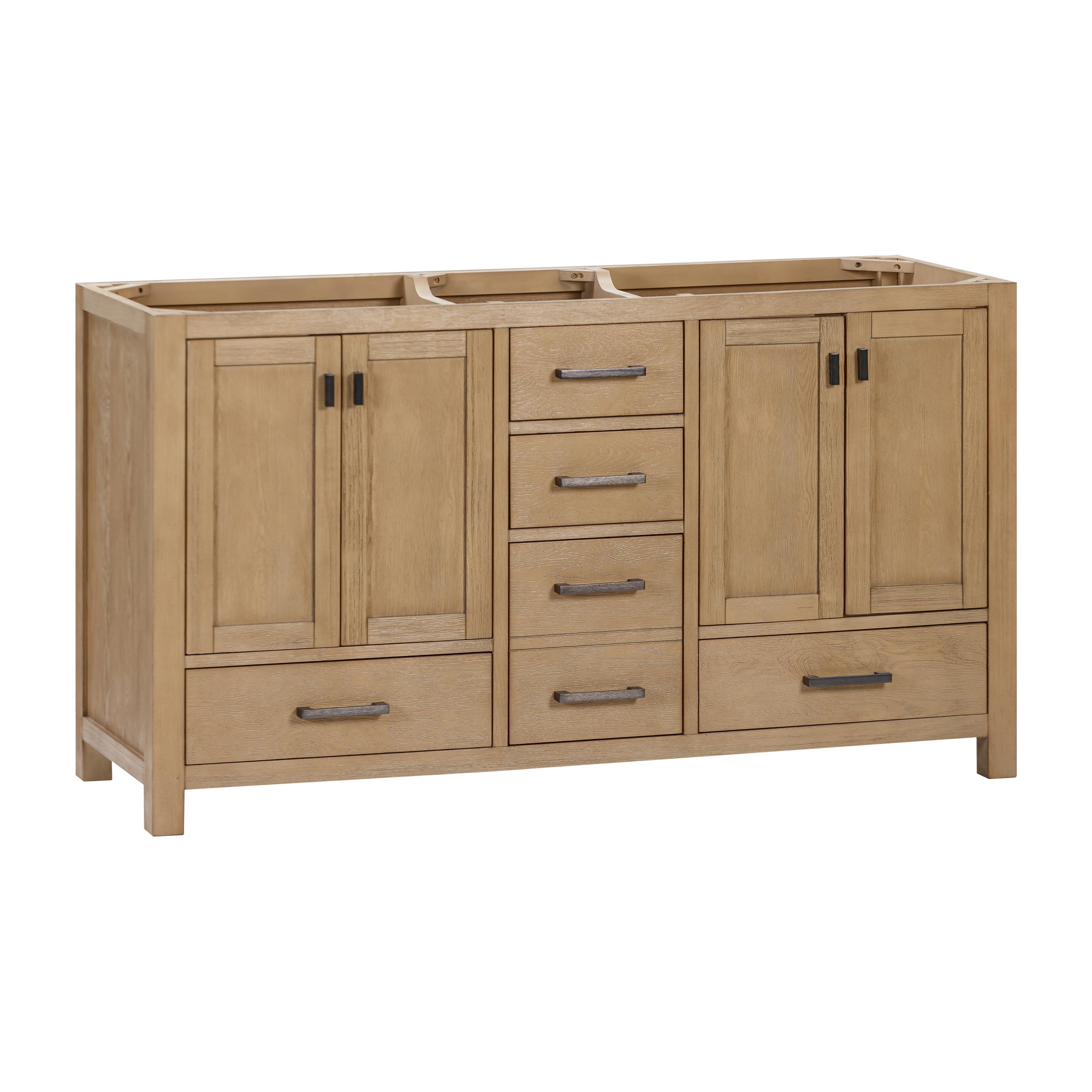 Modero 60'' Double Bathroom Vanity Base Only in Brushed Oak Finish