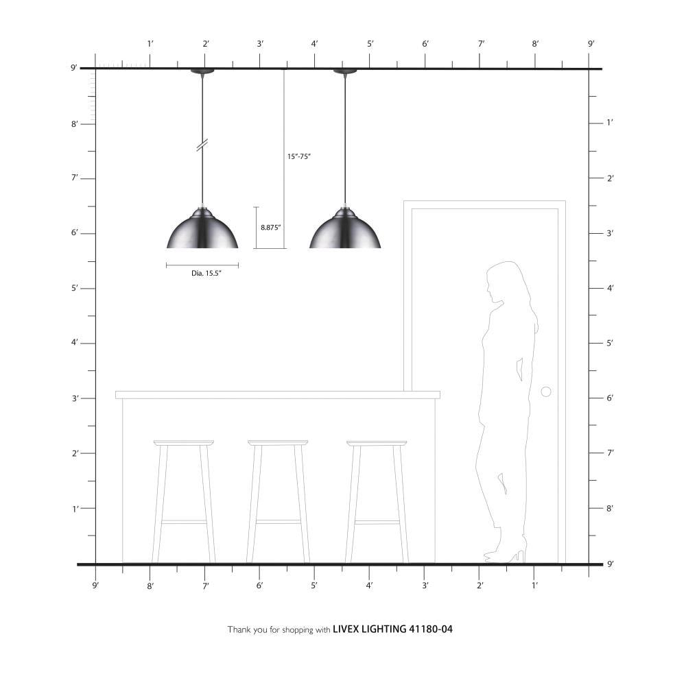 Livex Lighting Metal Shade 1 - Light Chandelier in  Black