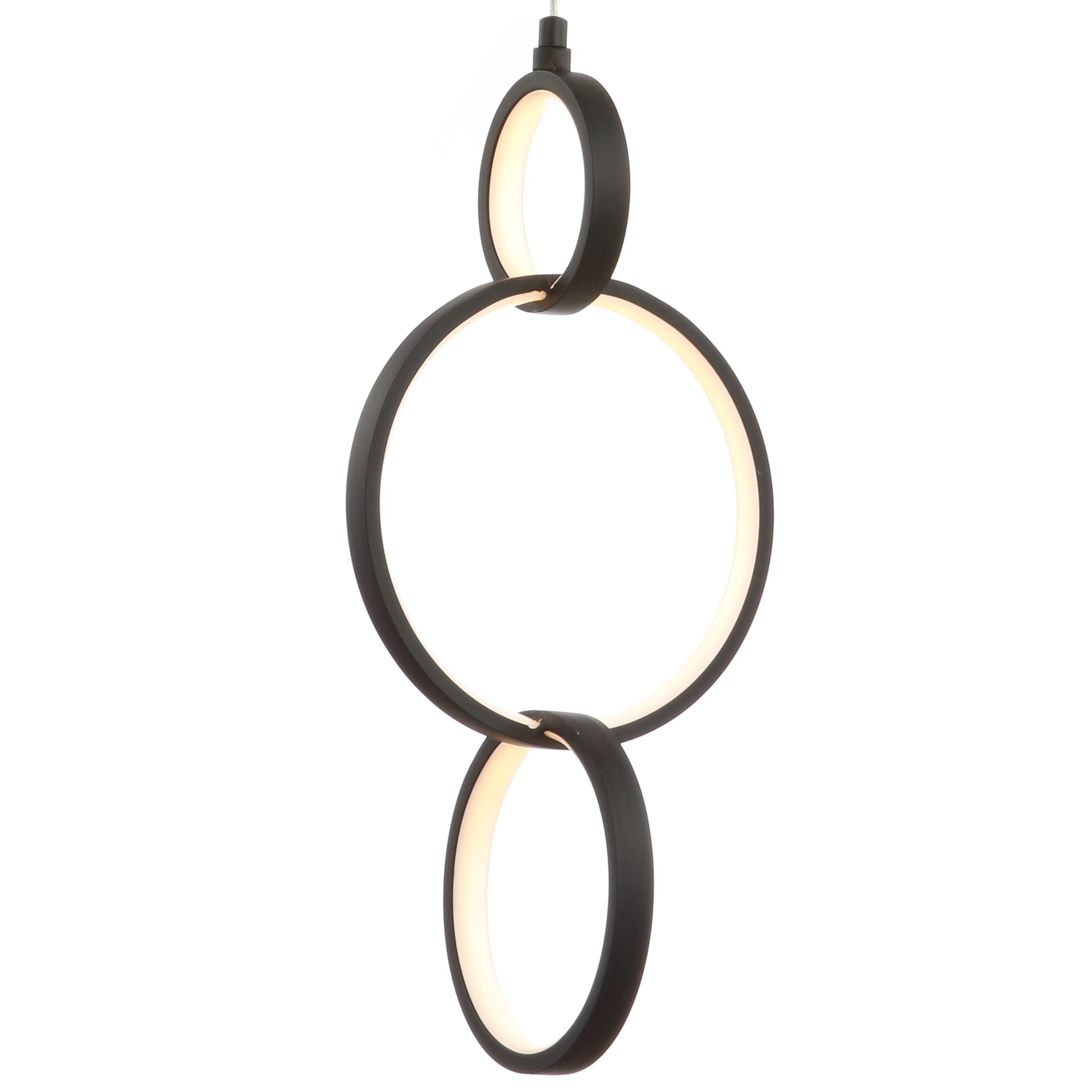 Loop 7.75" Adjustable Integrated LED Metal Ring Pendant, Black