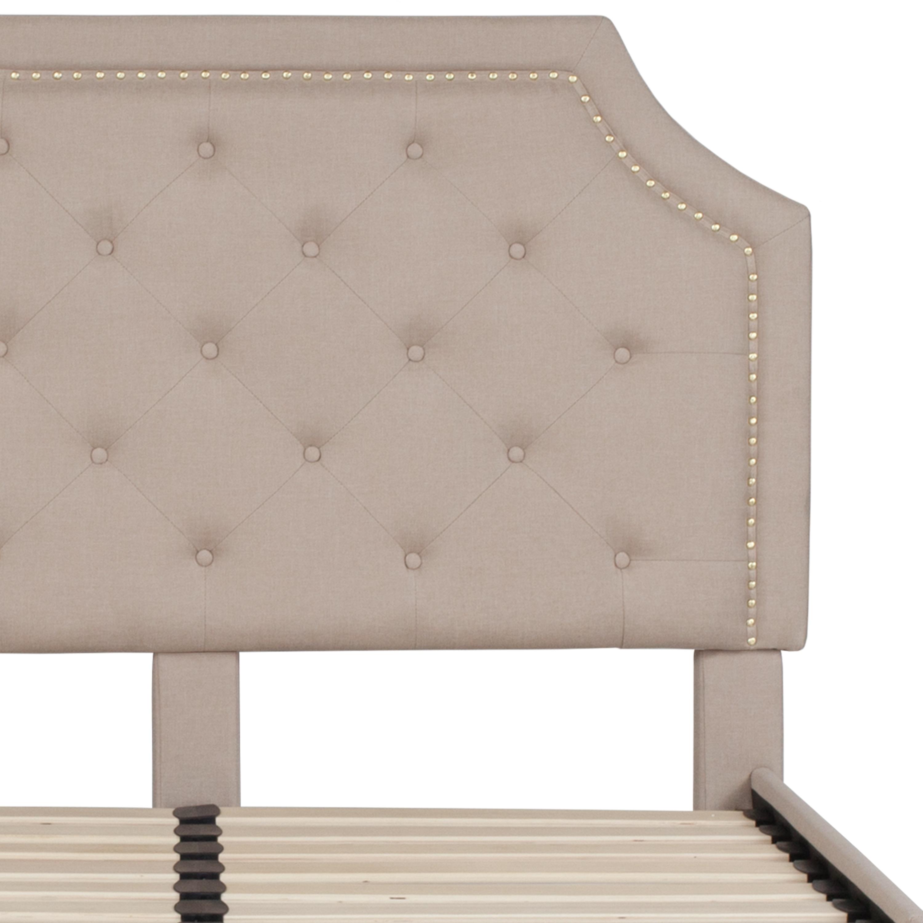 Flash Furniture Brighton Full Size Tufted Upholstered Platform Bed in Beige Fabric