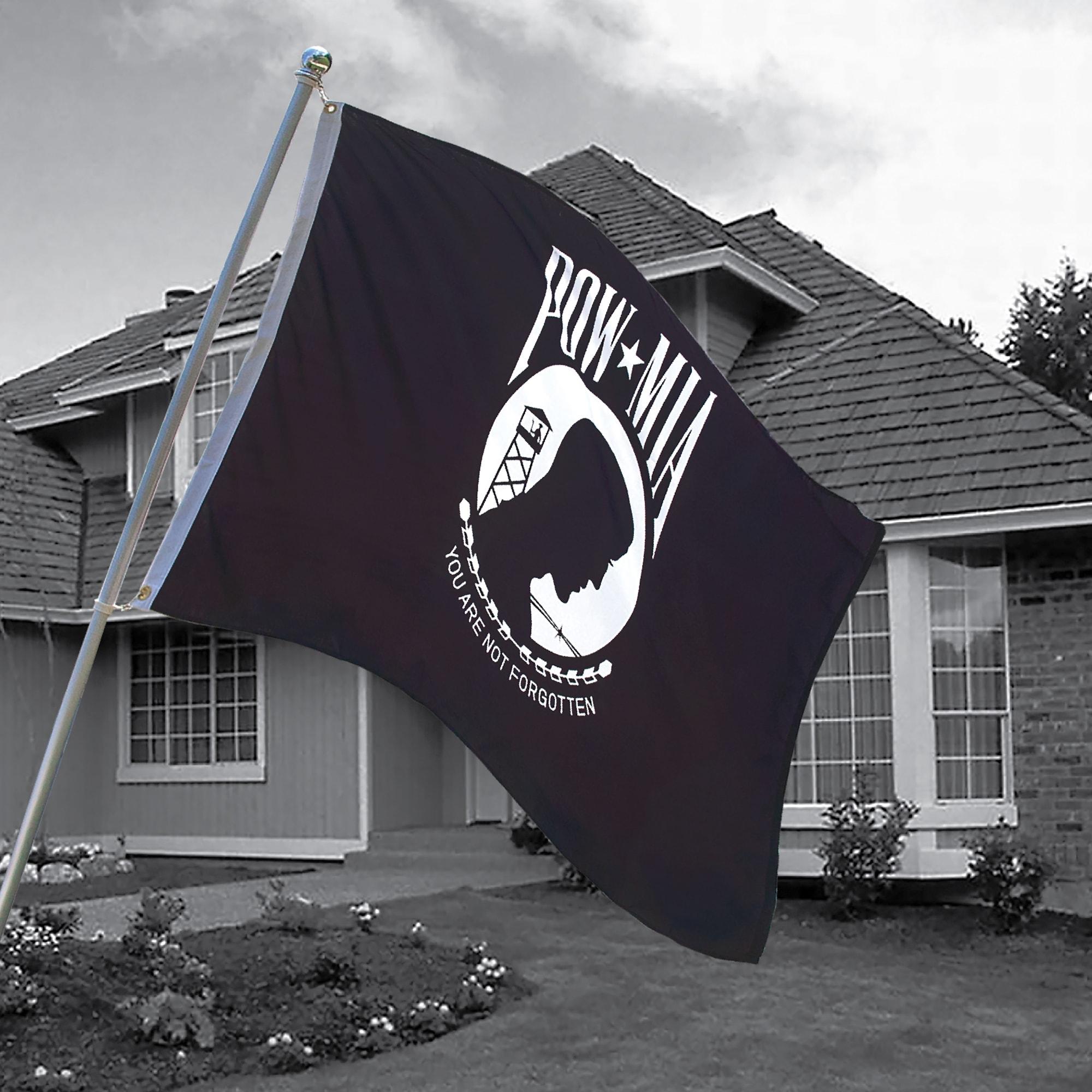 Pow Mia Flag 3x5 ft Double Sided, Heavy Duty 3 Ply Durable Polyester, You are Not Forgotten Prisoner of War Flag with Brass Grommets