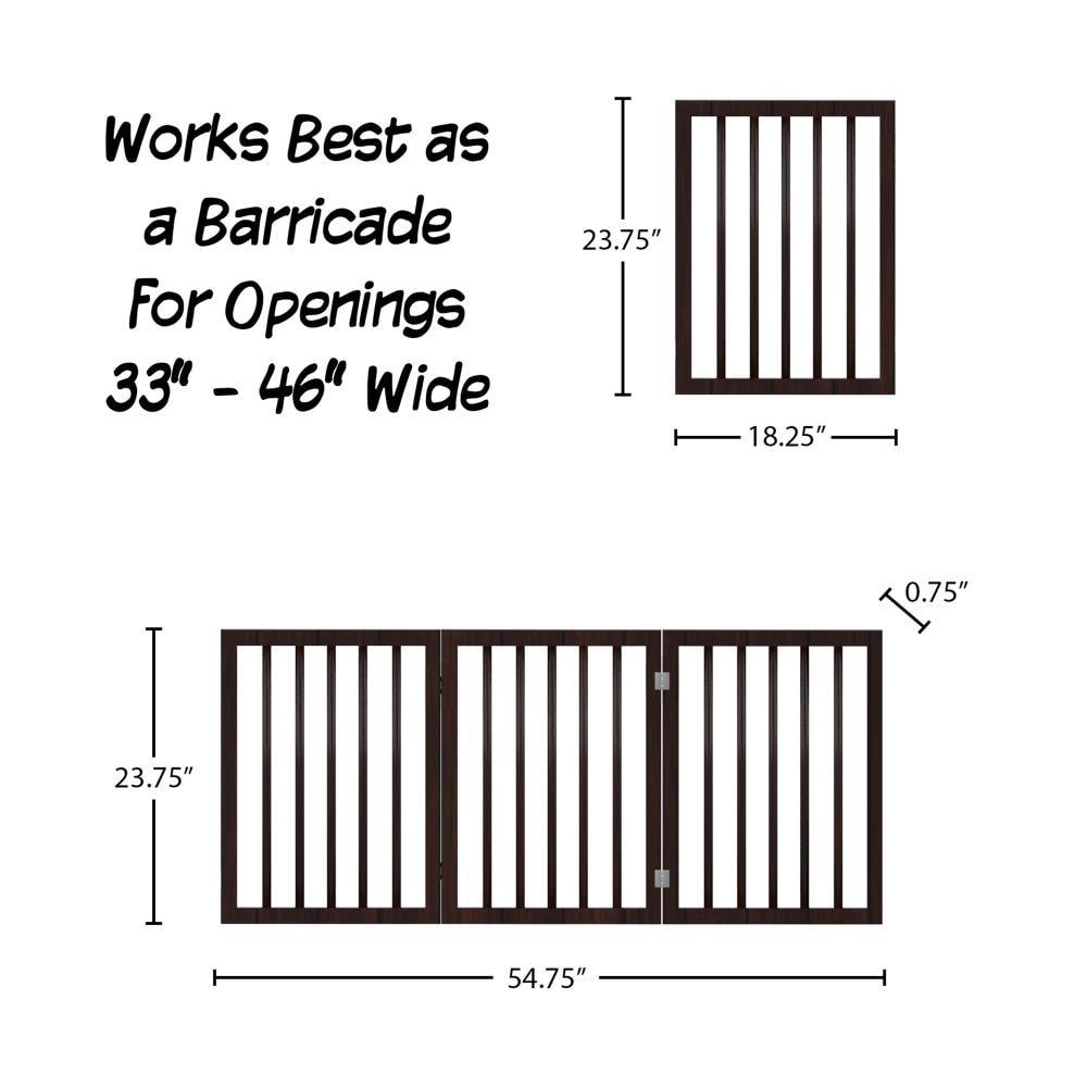 Pet Adobe Freestanding 3-Panel Pet Gate for Hallways, Doorways, and Stairs - 54.75", Dark Brown