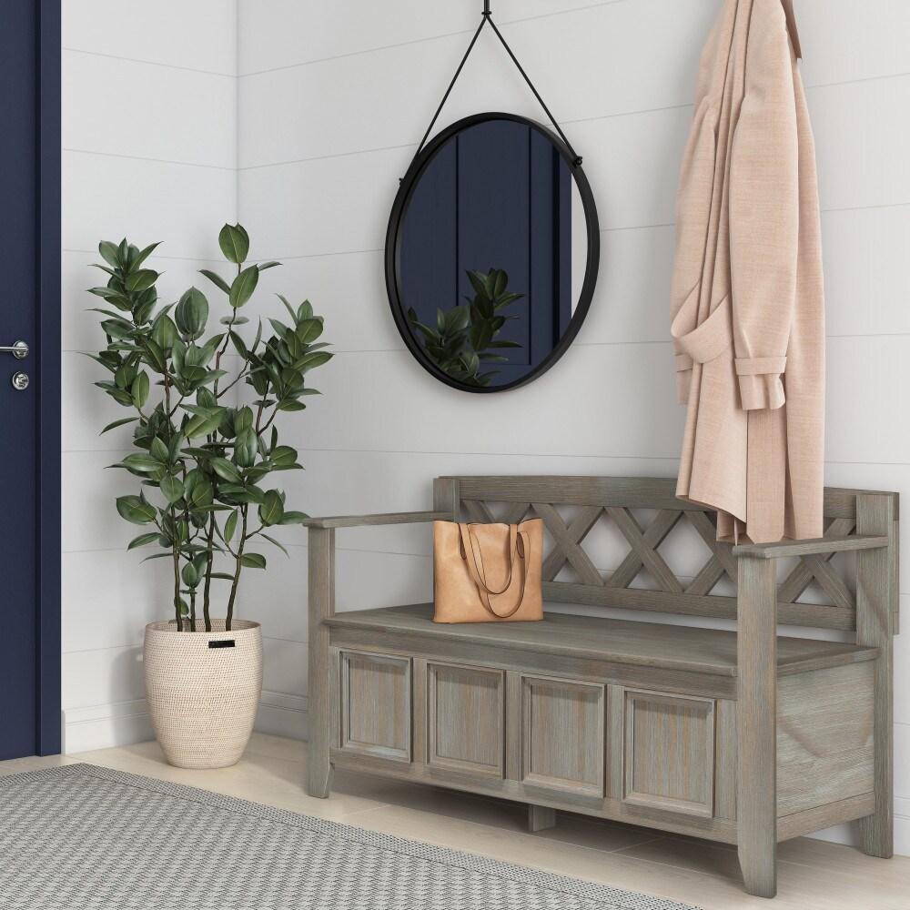Simpli Home Amherst 48"W Solid Wood Entryway Storage Bench with Lift-Top Lid and Dual Compartments