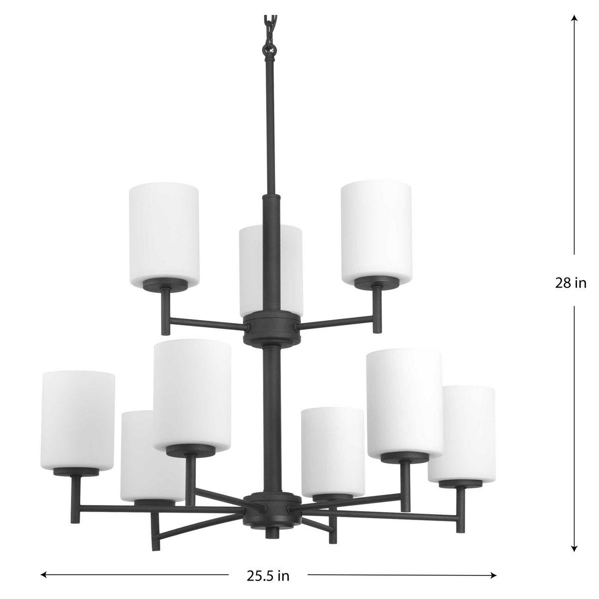 Progress Lighting Replay 9-Light Two-Tier Chandelier, Brushed Nickel, White Glass Shade Collection