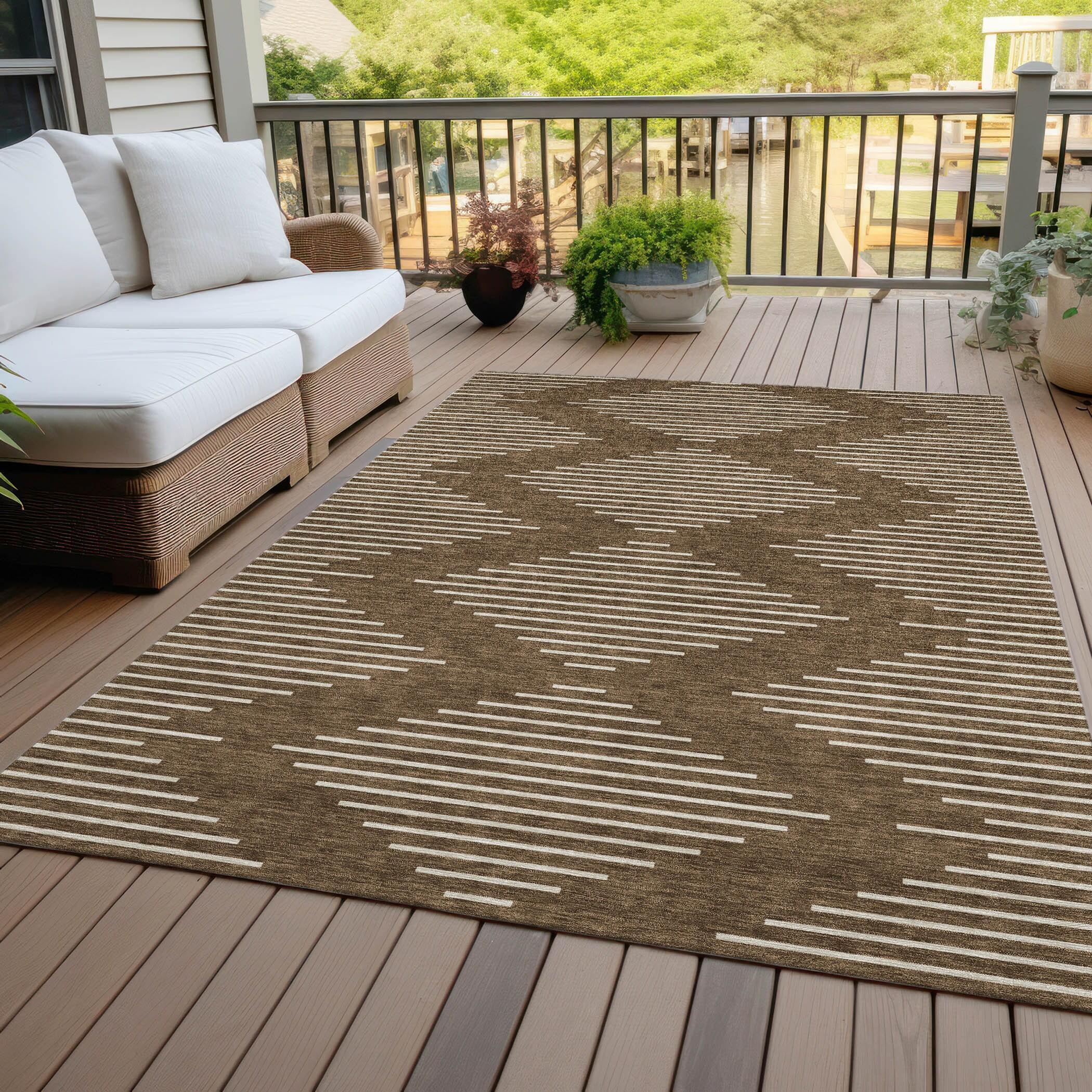 Addison Rugs Chantille Indoor/Outdoor Transitional Geometric Brown Washable Rectangle Rug, 2'6" x 3'10"