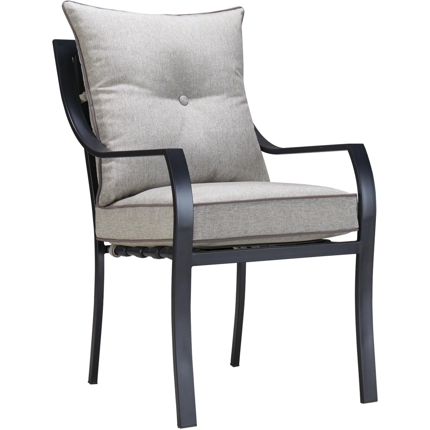 Hanover Lavallette 5-Piece Modern Outdoor Dining Set with Umbrella, Silver