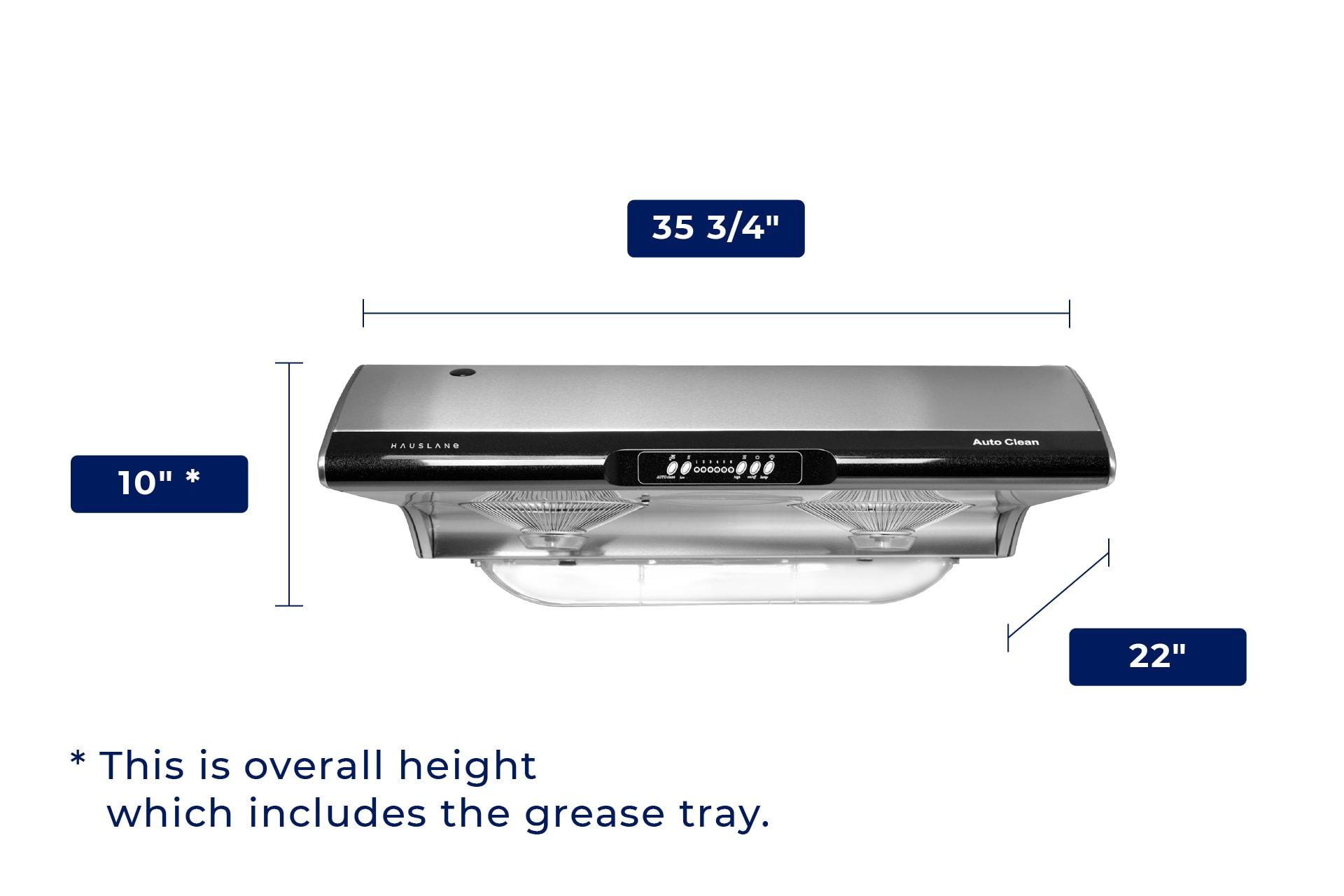 Hauslane 36" Stainless Steel 400 CFM Ducted (Vented) Under Cabinet Range Hood