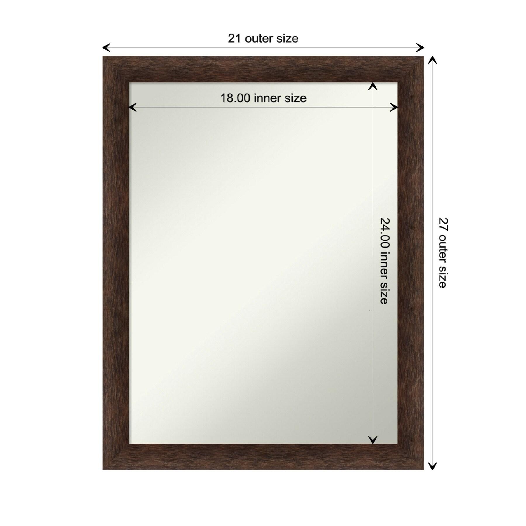 21"x27" Non-Beveled Narrow Wood Bathroom Wall Mirror Warm Walnut - Amanti Art: Modern Rectangular Vanity, Wall Mounted, Includes Hardware