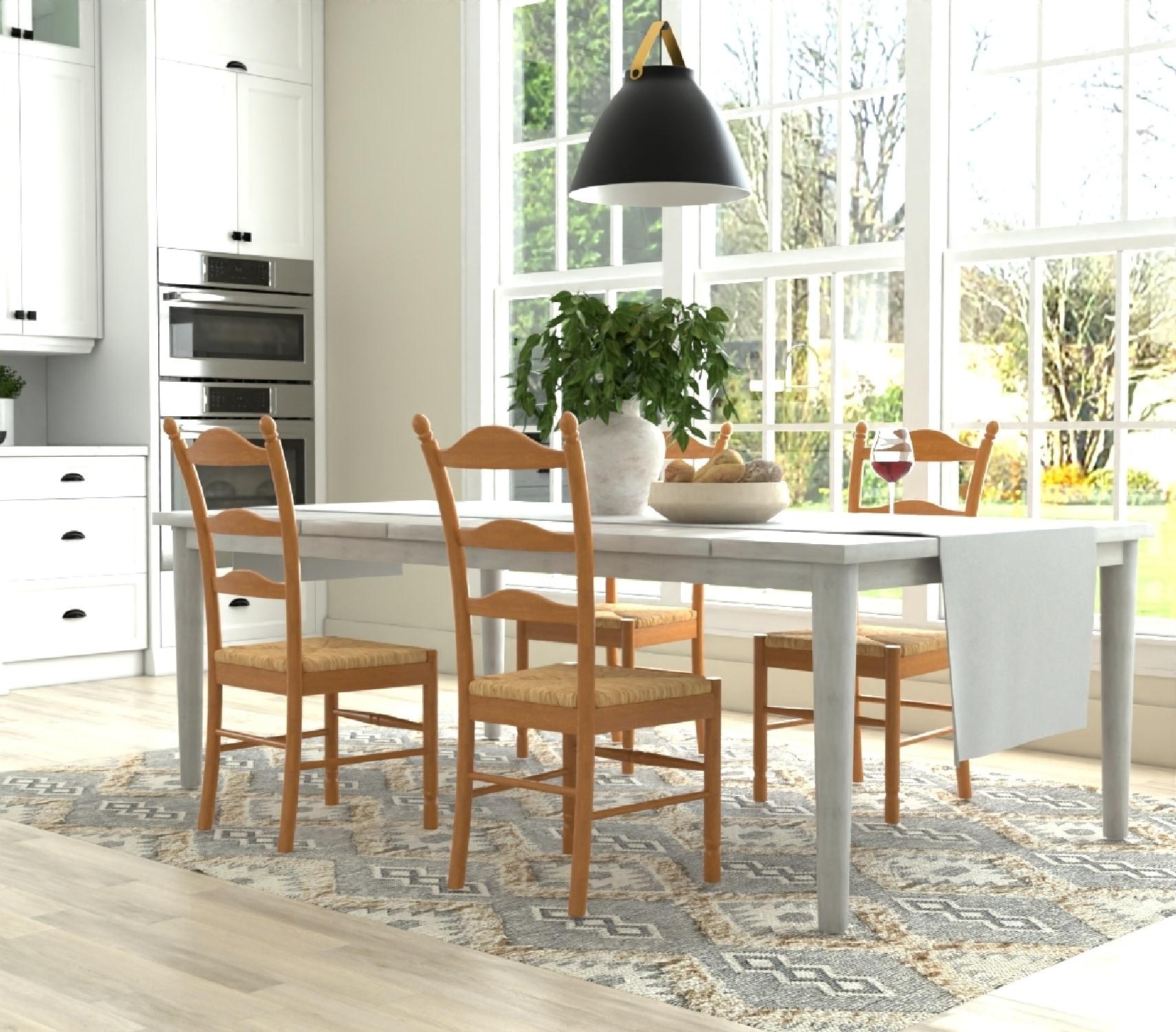 Carolina Living Aurora Rush Seat Dining Chair English Pine and Table: Woven, Ladder-Back, Wood Frame