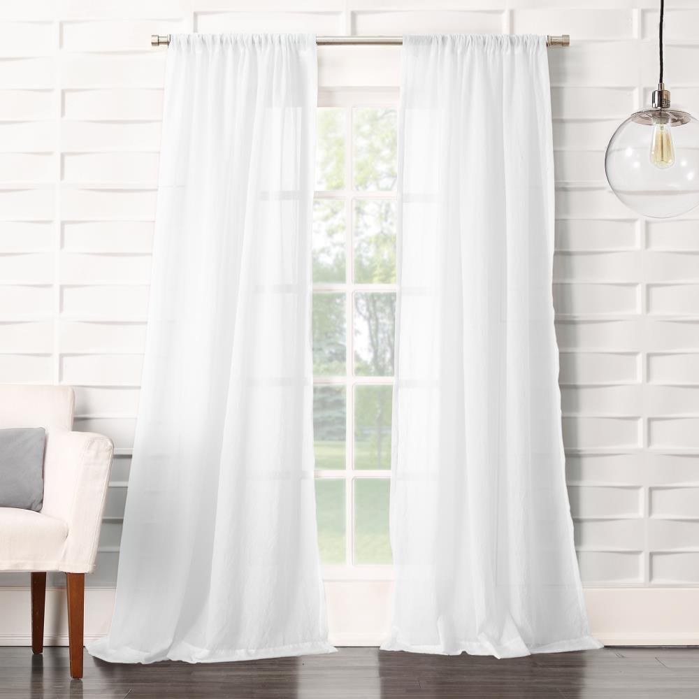 50"x95" No. 918 Sheer Avril Crushed Texture Rod Pocket Curtain Panel White: Light Filtering, Polyester, Machine Washable