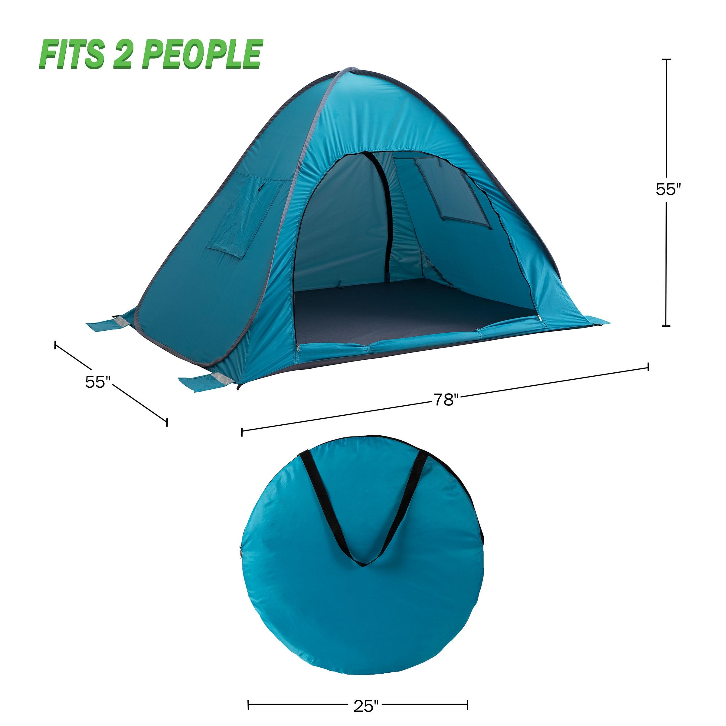 wakeman Wakeman Pop Up Beach Tent - Fits 2 People - Sun Shelter with UV Protection and Ventilation, Blue