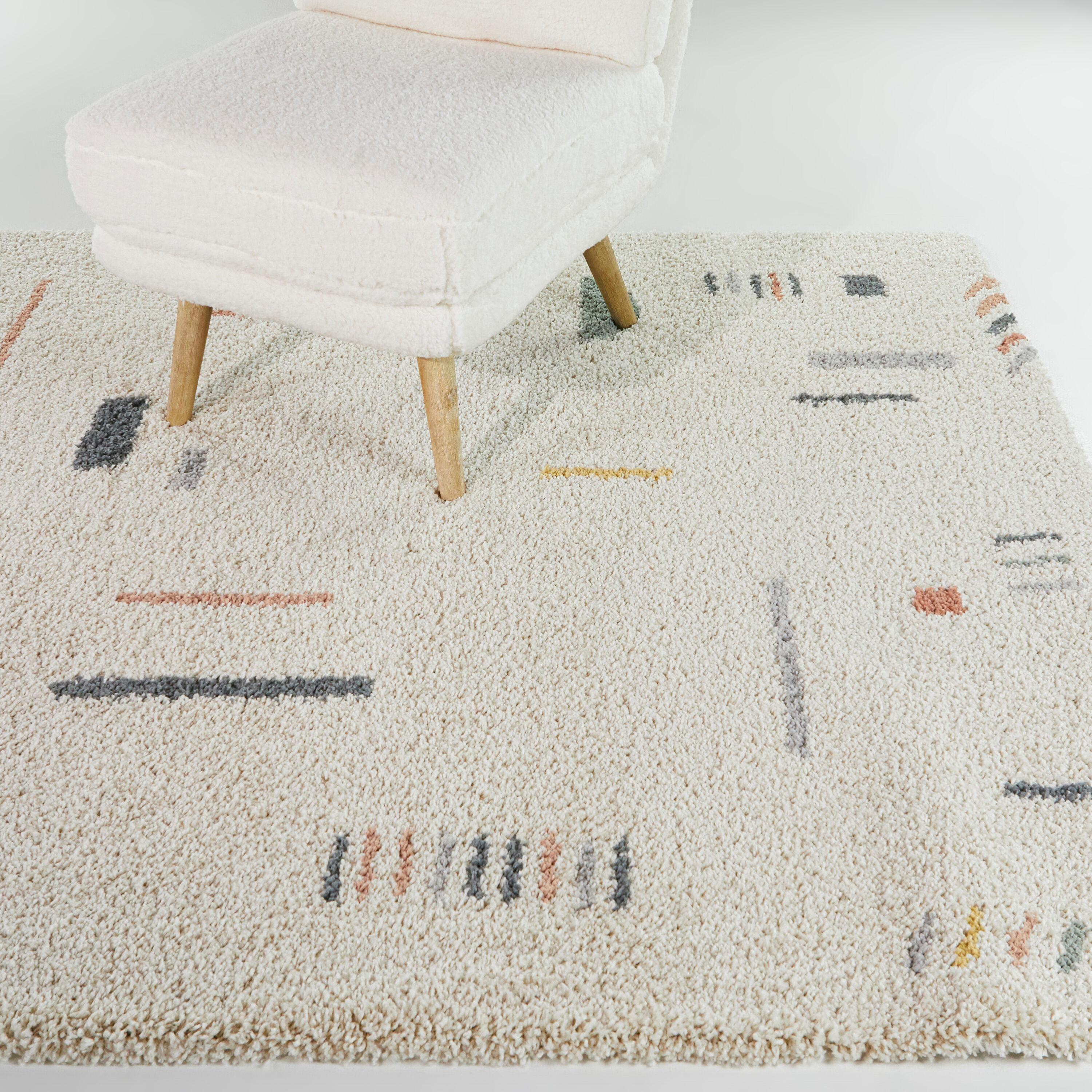 5'3"x7' Rupa Boho Moroccan Kids' Area Rug Cream - Balta Rugs: Geometric High Pile, Fade-Resistant, Indoor Use