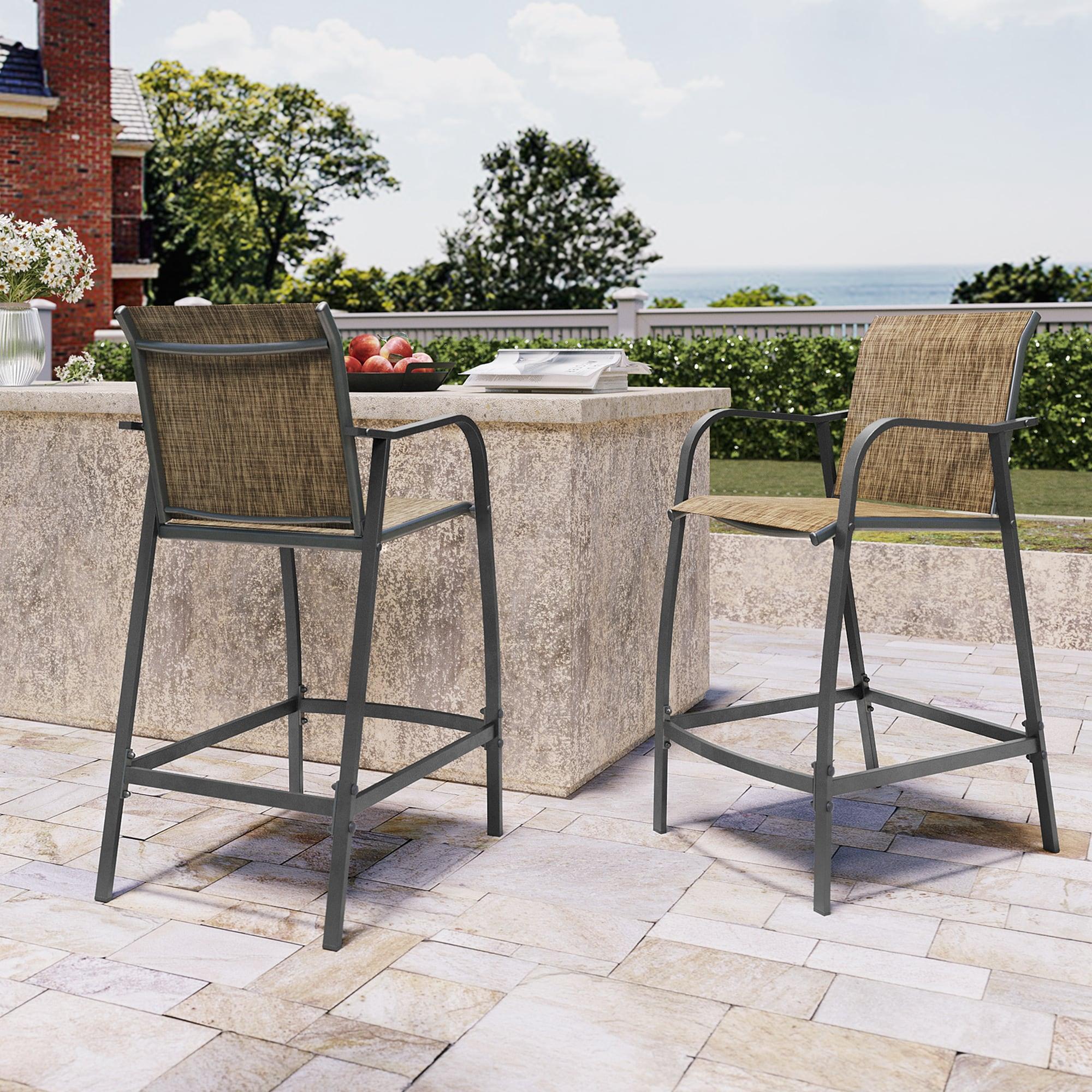 Crestlive Products Lightweight with Curved Backrest Weather-Resistant Bar Stools Set of 2, Earth