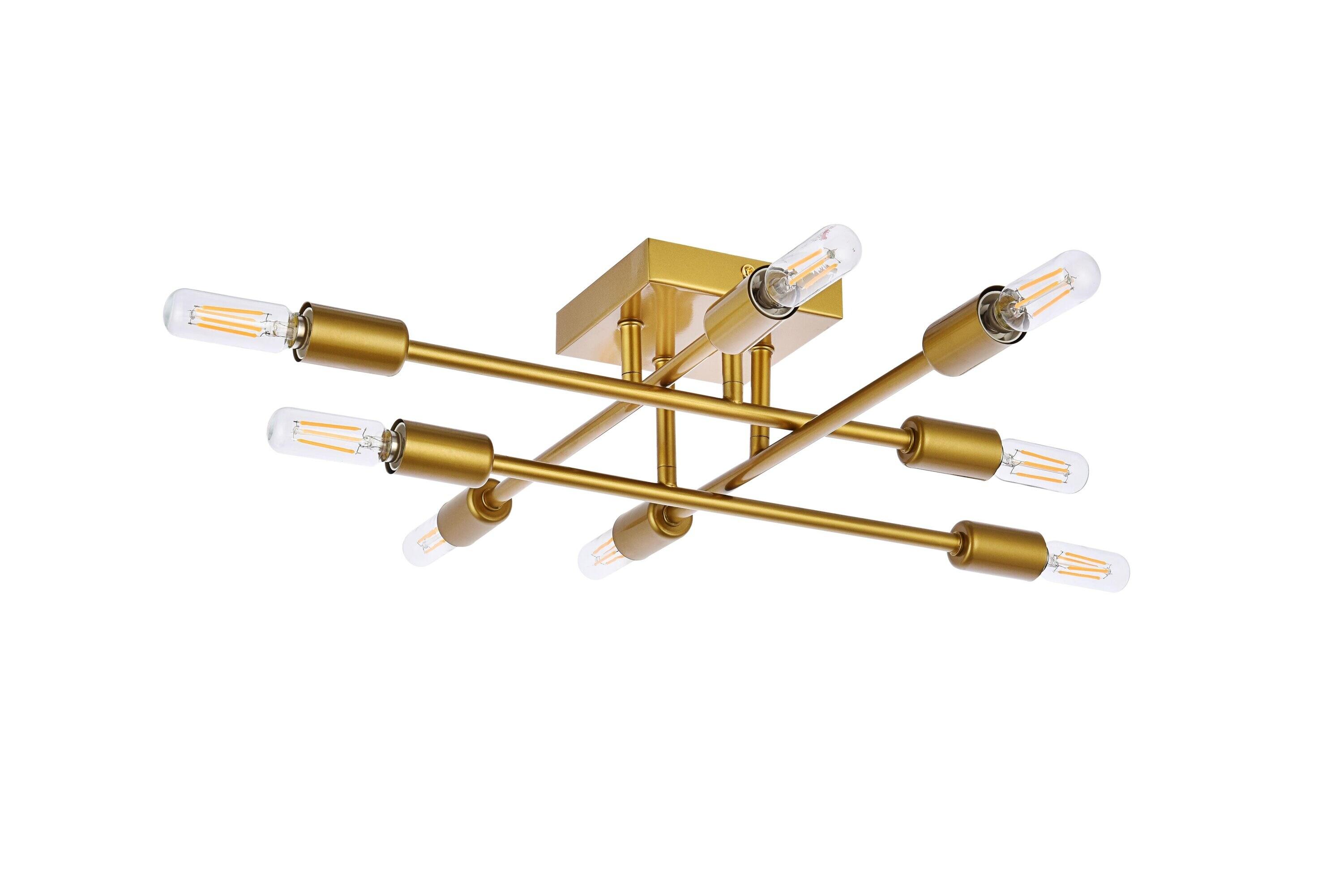 Elegant Lighting Script 8 lights brass flush mount