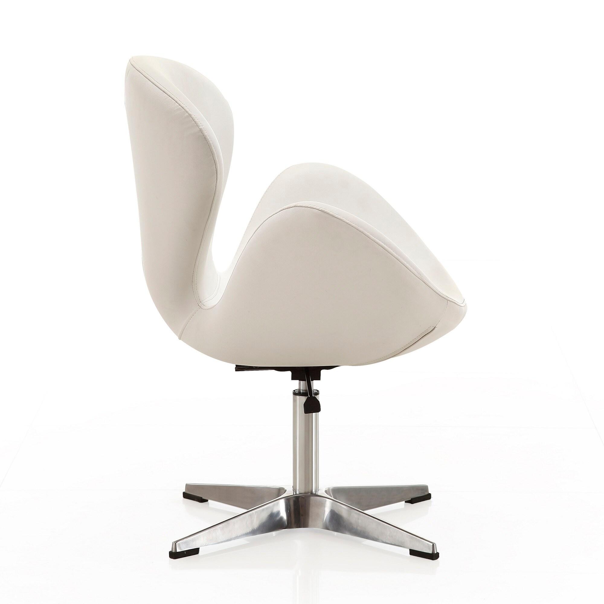 Set of 2 Raspberry Faux Leather Adjustable Swivel Chairs White - Manhattan Comfort