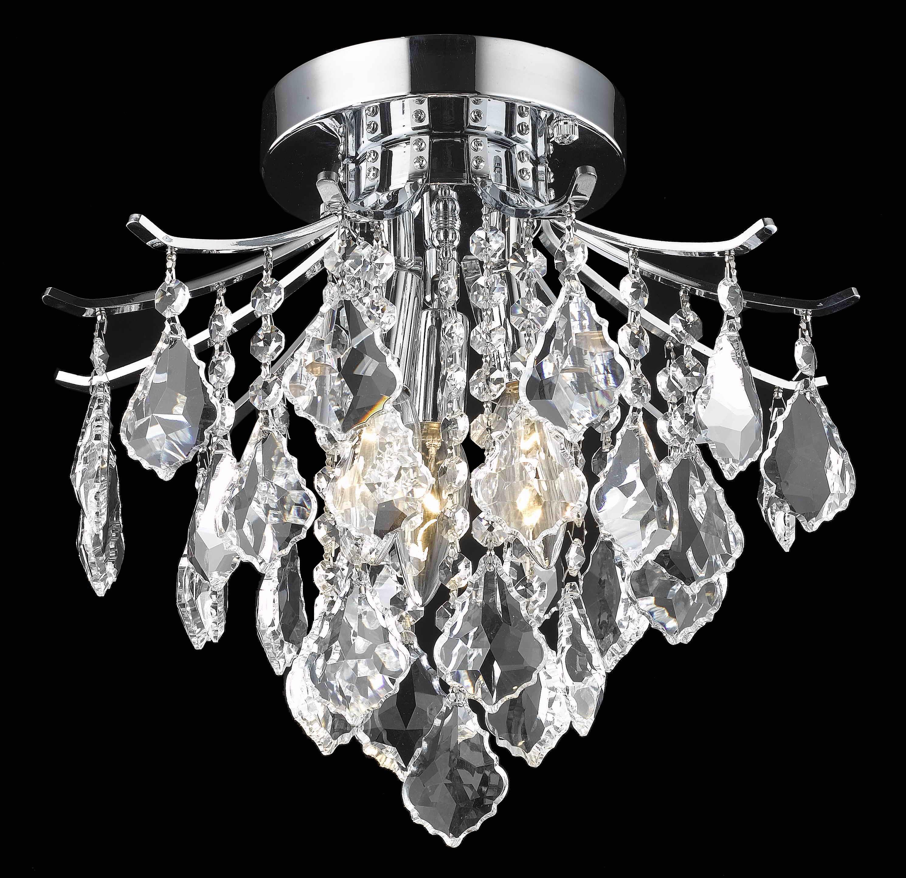 Elegant Lighting Amelia Collection Flush Mount D12in H12in Lt:3 Chrome Finish