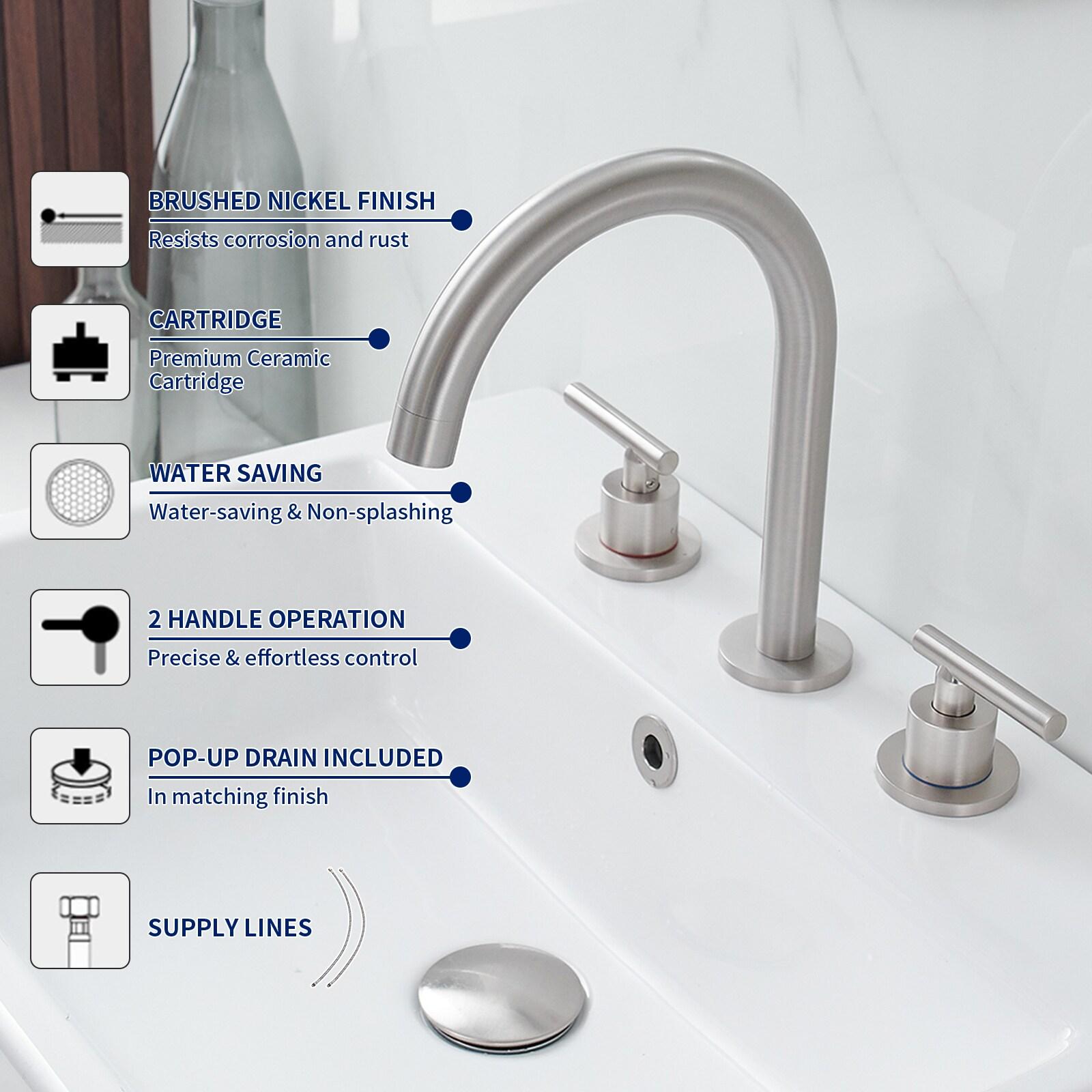 Widespread 2-handle Bathroom Faucet with Drain Assembly