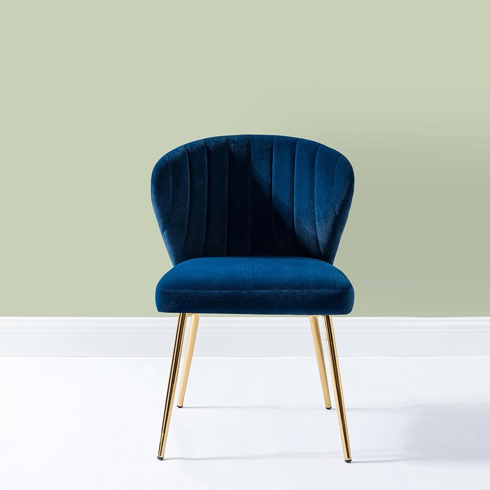 STCKJXX Velvet Dining Chair  Cute Armless Accent Chair Living Room Chair with Golden Legs  Mid Century Modern Upholstered Side Chair for Kitchen Vanity  Fuchsia