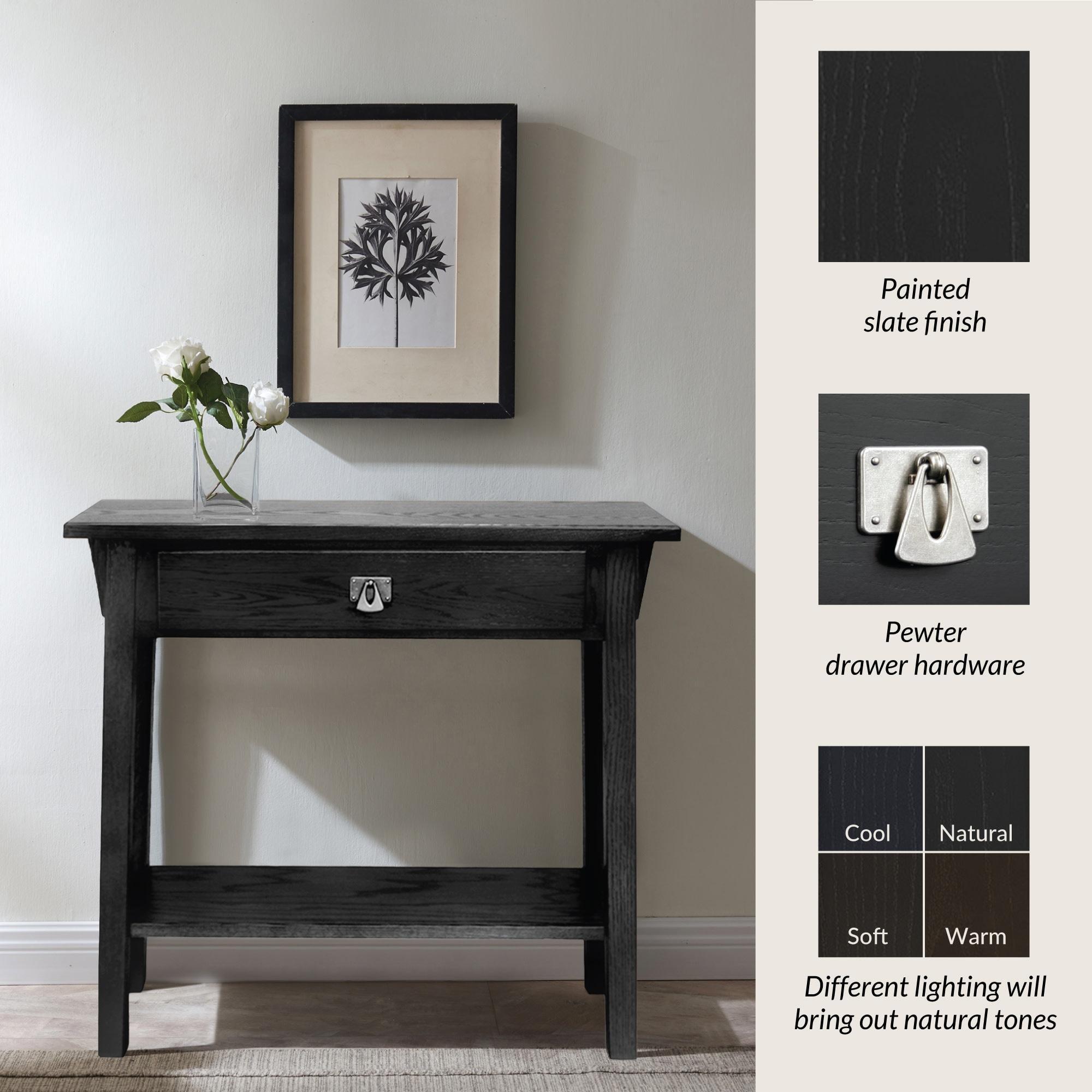Favorite Finds Mission Hall Stand Slate Finish - Leick Home: Compact Wood Entryway Table with Drawer, CARB Certified