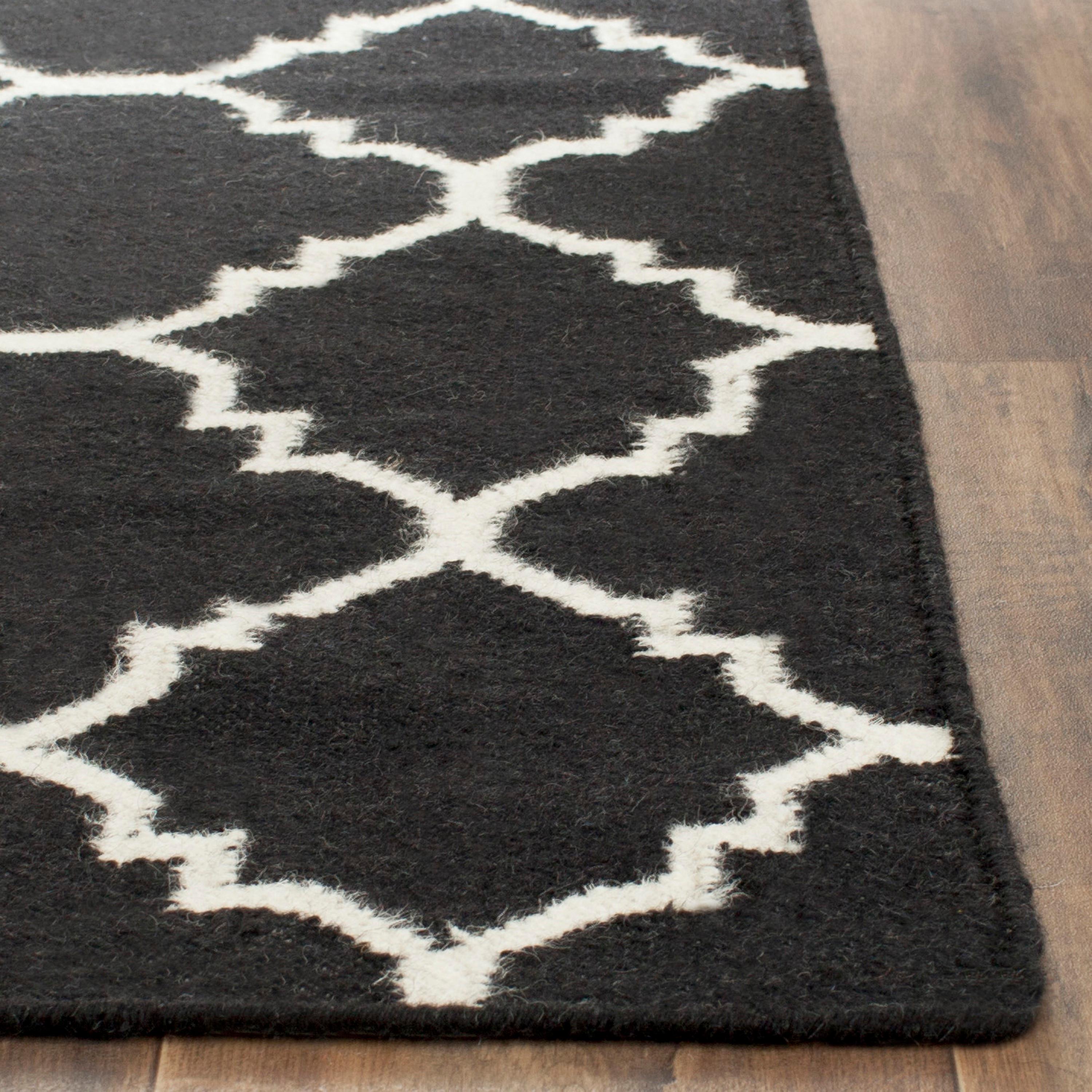 SAFAVIEH Alfombra de Área de Lana de Marruecos Geométrica Brad Negro / Marfil, 3' x 5'