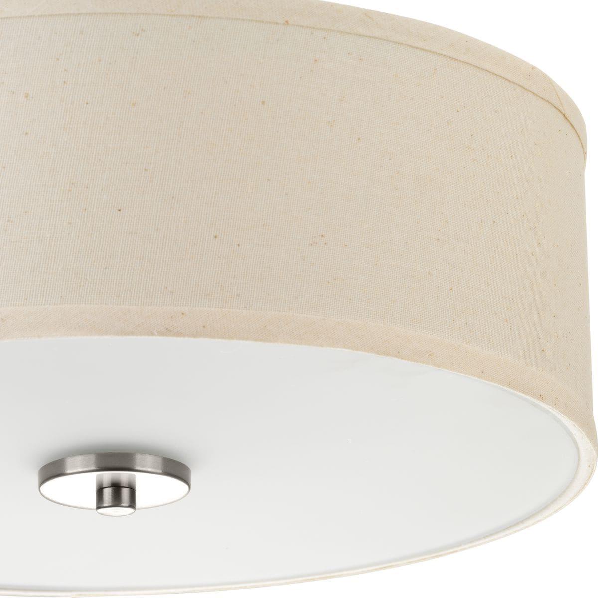 Progress Lighting, Inspire Collection, 2-Light Semi-Flush Mount, Brushed Nickel, Linen Shade