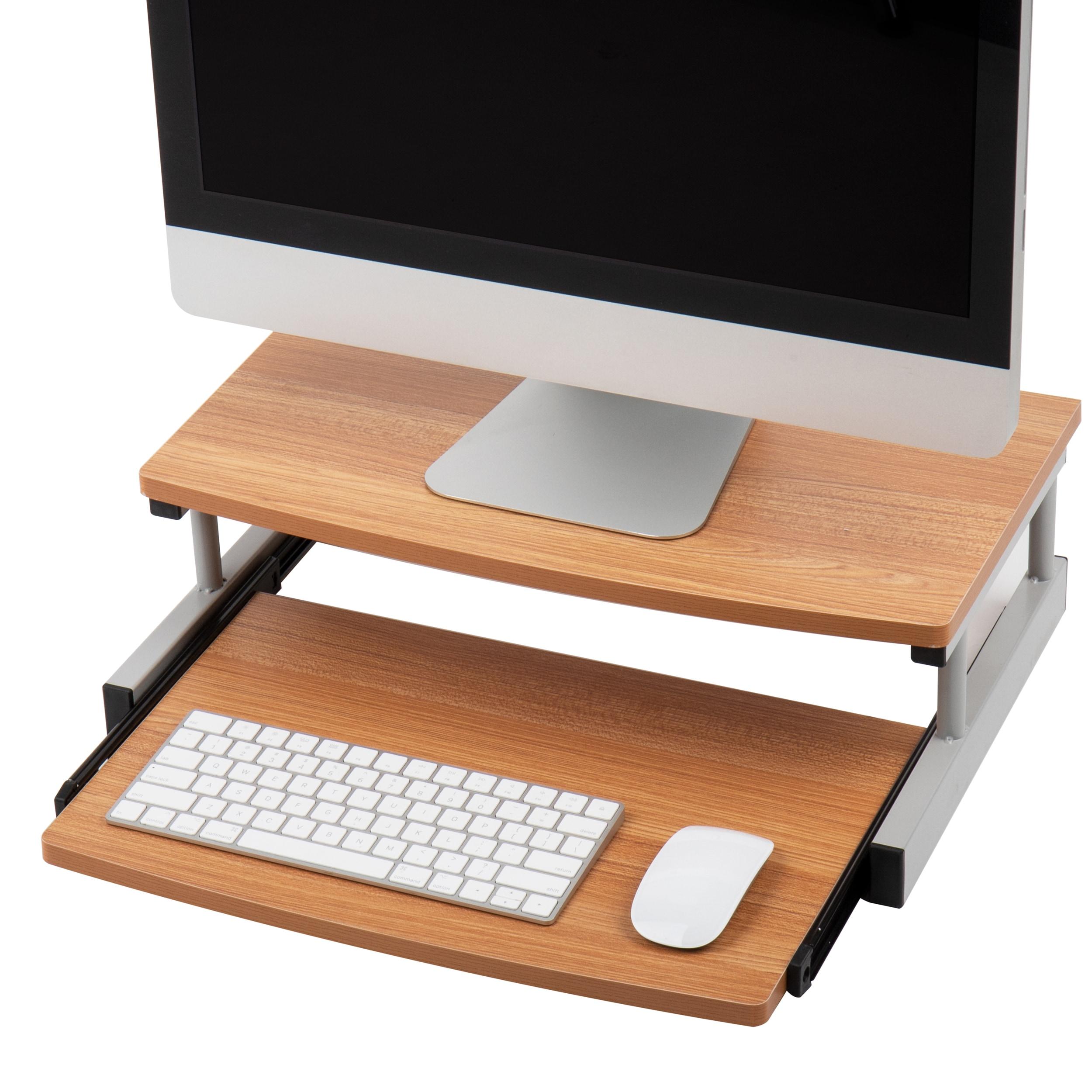 Mind Reader Monitor Stand, Sliding Keyboard Drawer, Laptop, Riser, Office, Wood, Metal, 20"L x 14.75"W x 5.9"H