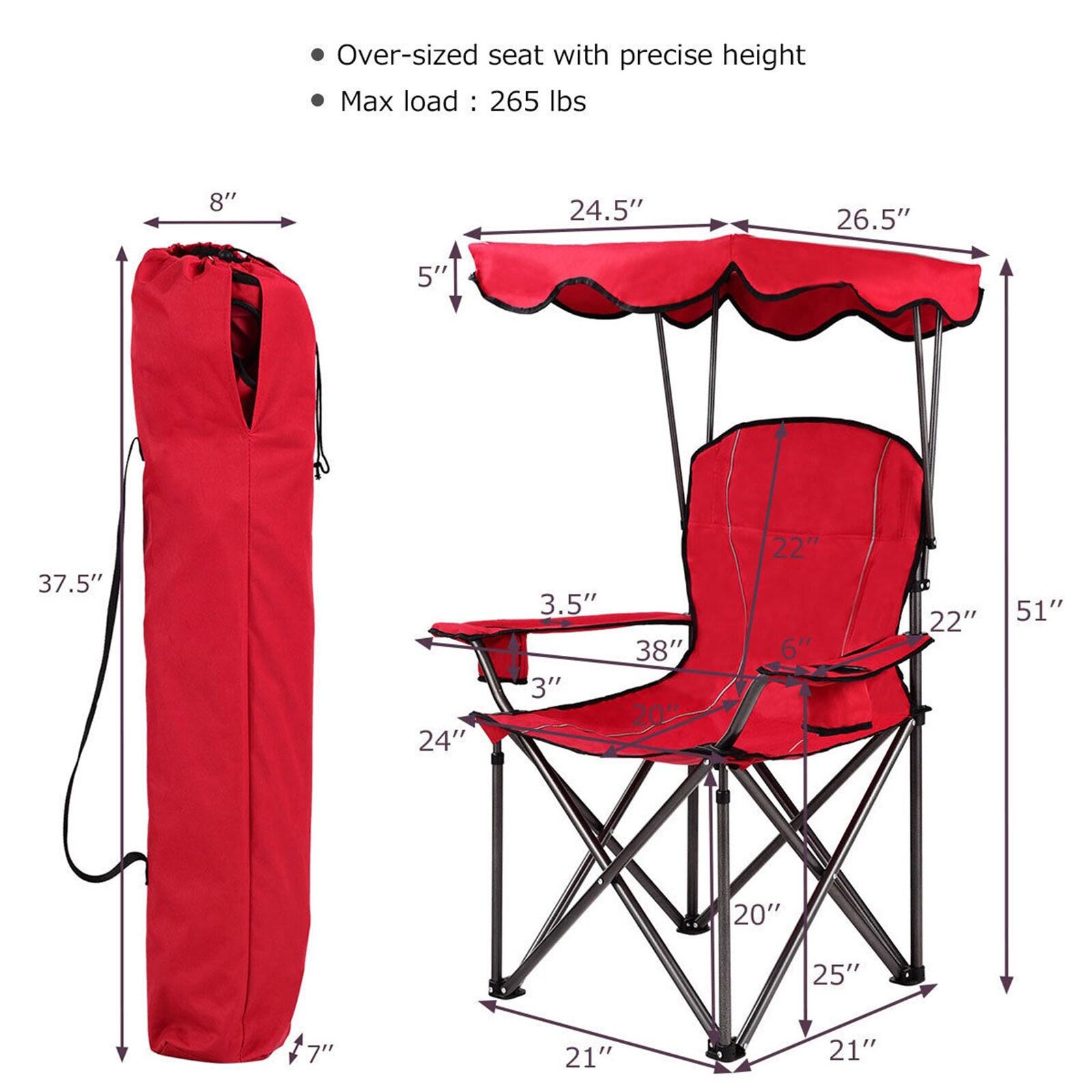Arlmont & Co. Portable Folding Beach Canopy Chair With Cup Holders