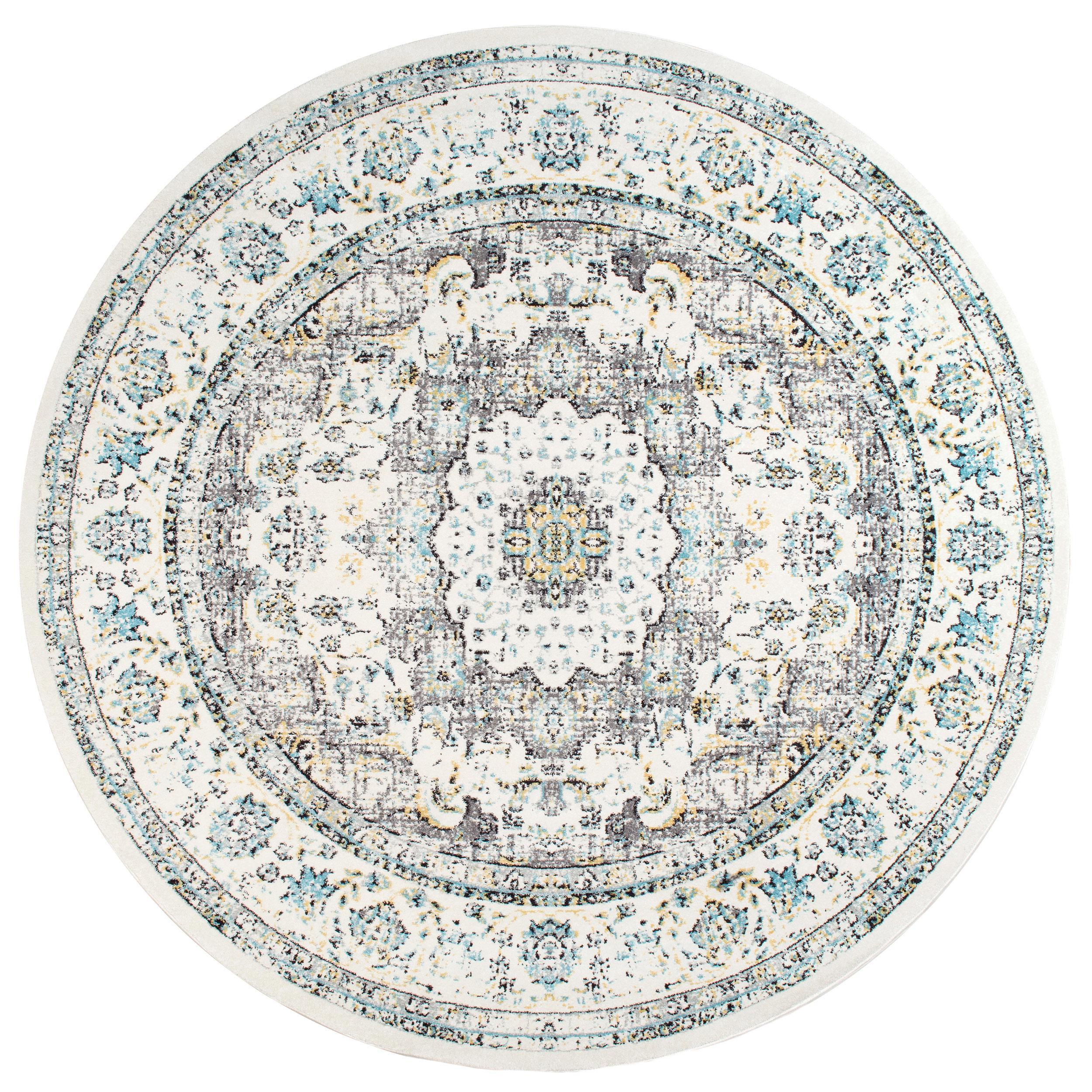 4' Verona Vintage Persian Style Round Area Rug Gray - nuLOOM: Medallion Pattern, Low Pile, Indoor Use, 100% Polypropylene