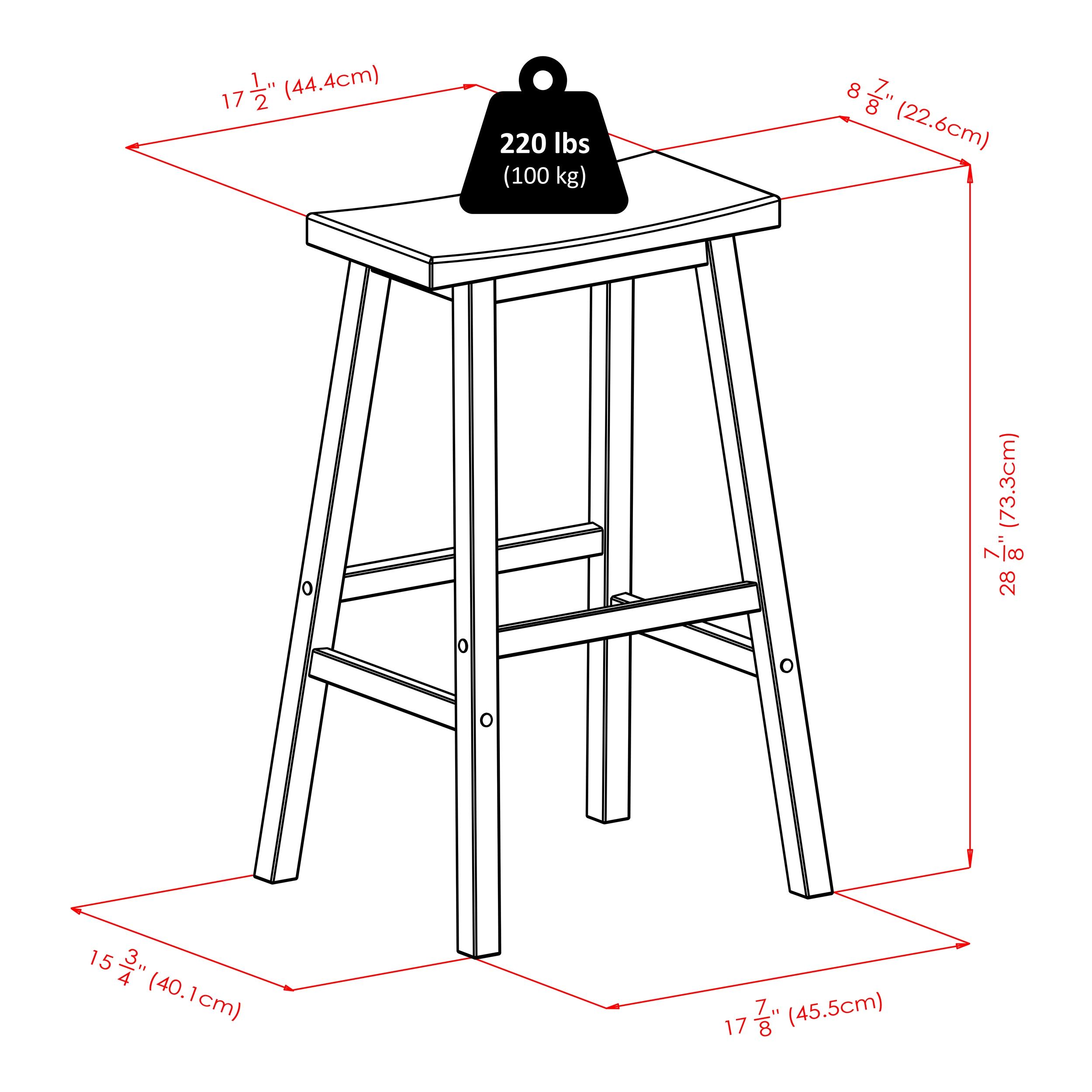 29" Satori Saddle Seat Barstool Black - Winsome: Solid Wood, High-Top Counter, Backless Design