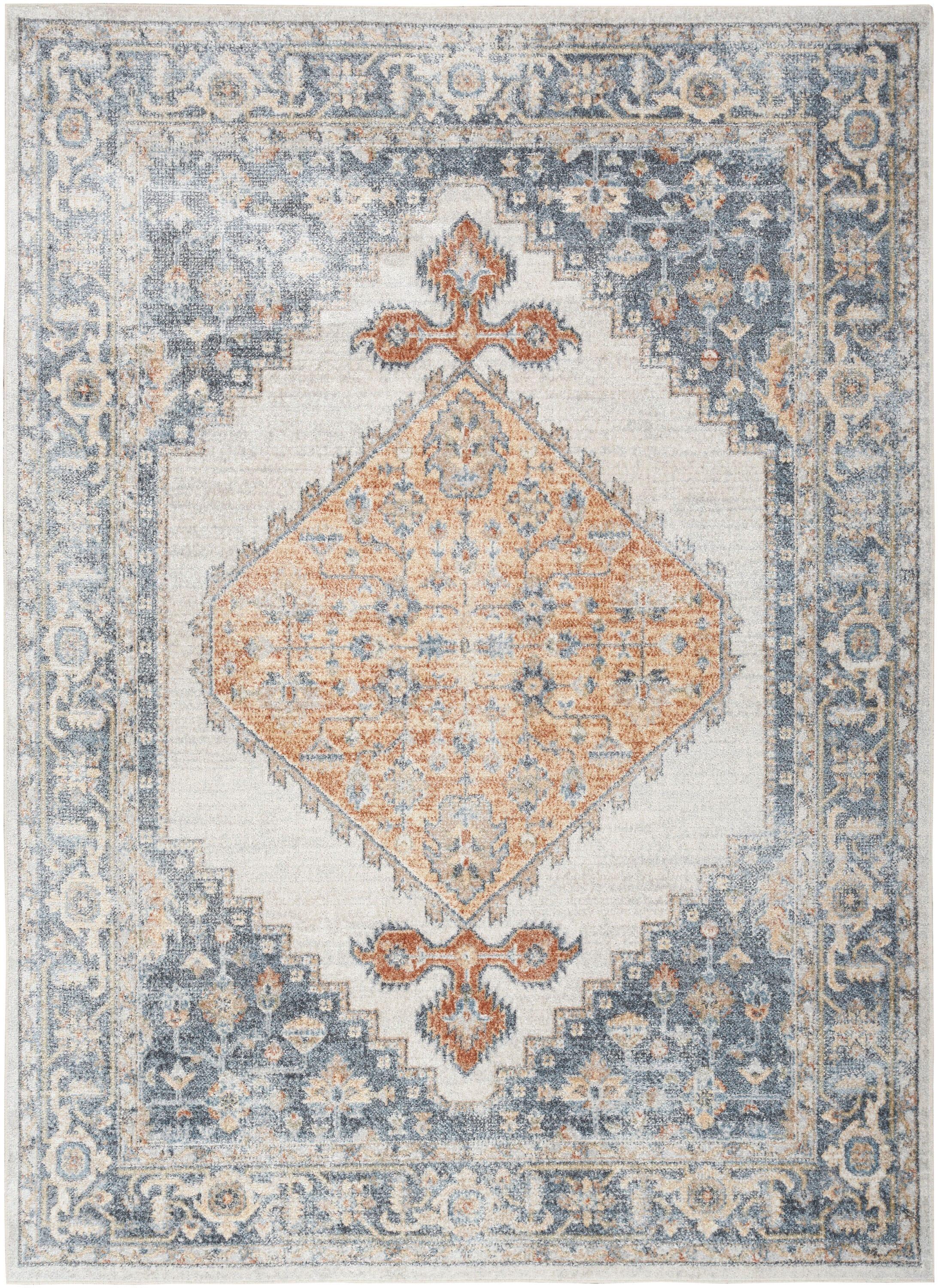 Nourison Astra Machine Washable Vintage Persian Indoor Rug Grey/Gold 9' x 12'