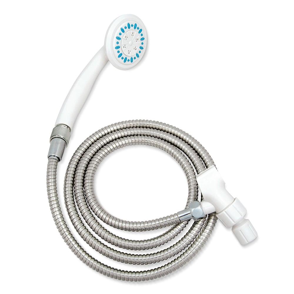 White Handheld Shower Head with Stainless Steel Hose