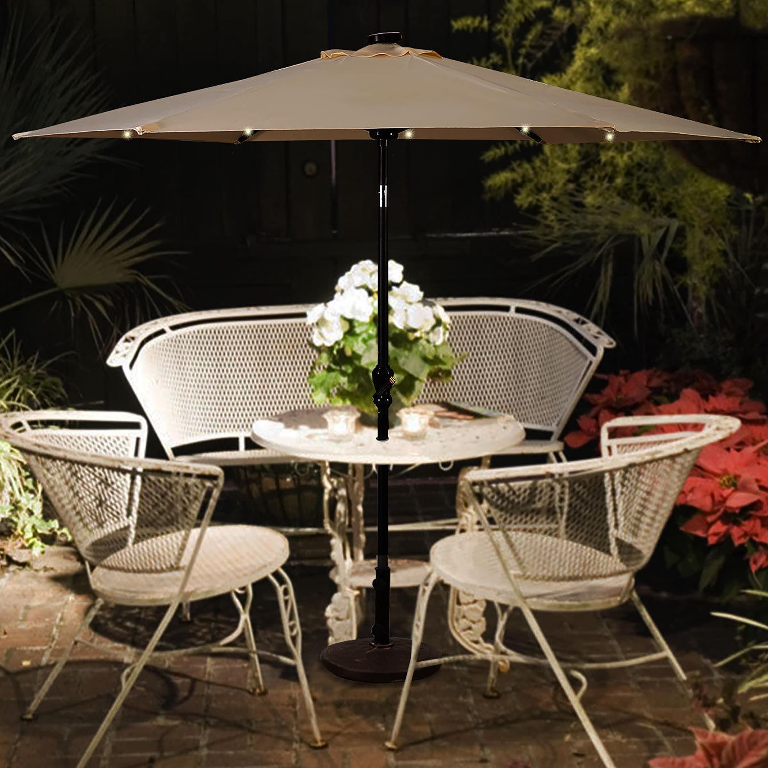 Latitude Run® 9 Feet Patio LED Solar Umbrella With Crank