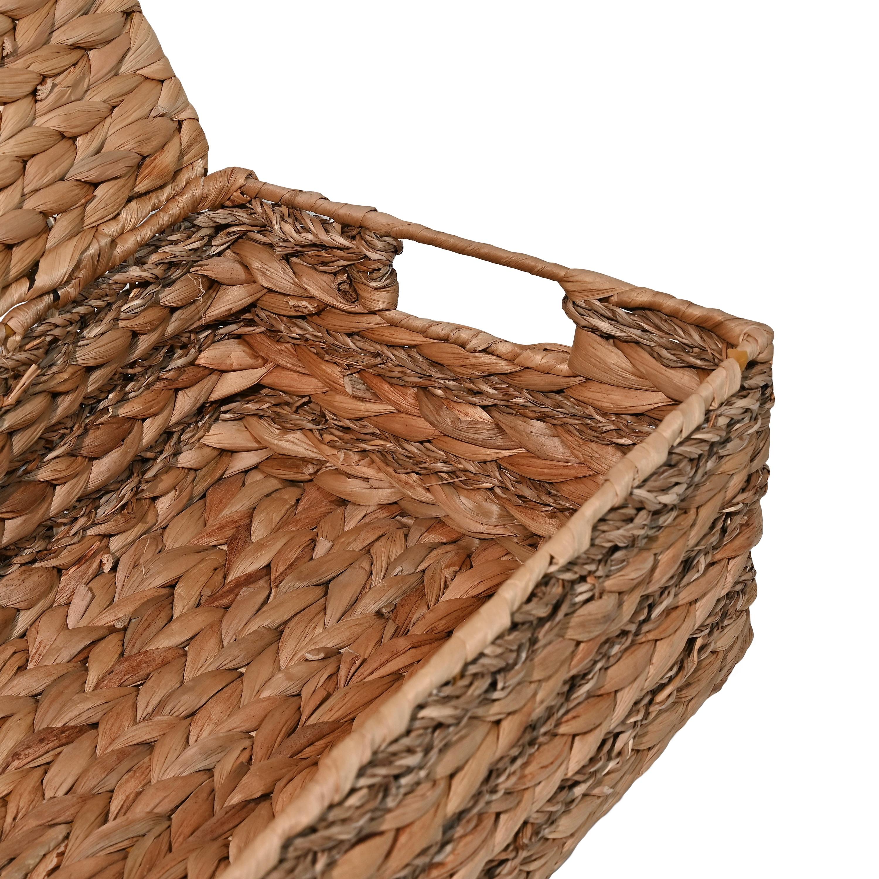 happimess Sandrine Classic Farmhouse Handwoven Hyacinth Storage Baskets with Handles and Lids, Natural (Set of 3)