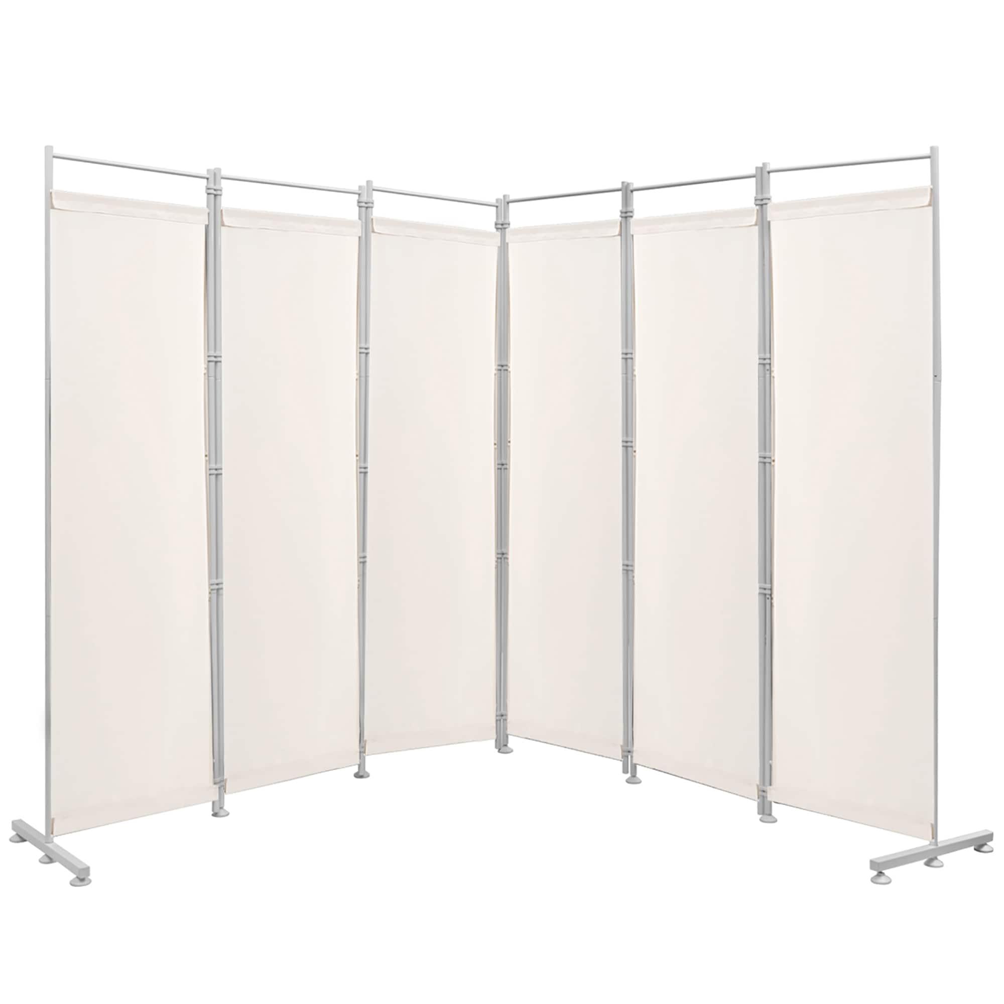 Costway 6-Panel Room Divider Folding Privacy Screen w/Steel Frame Decoration White