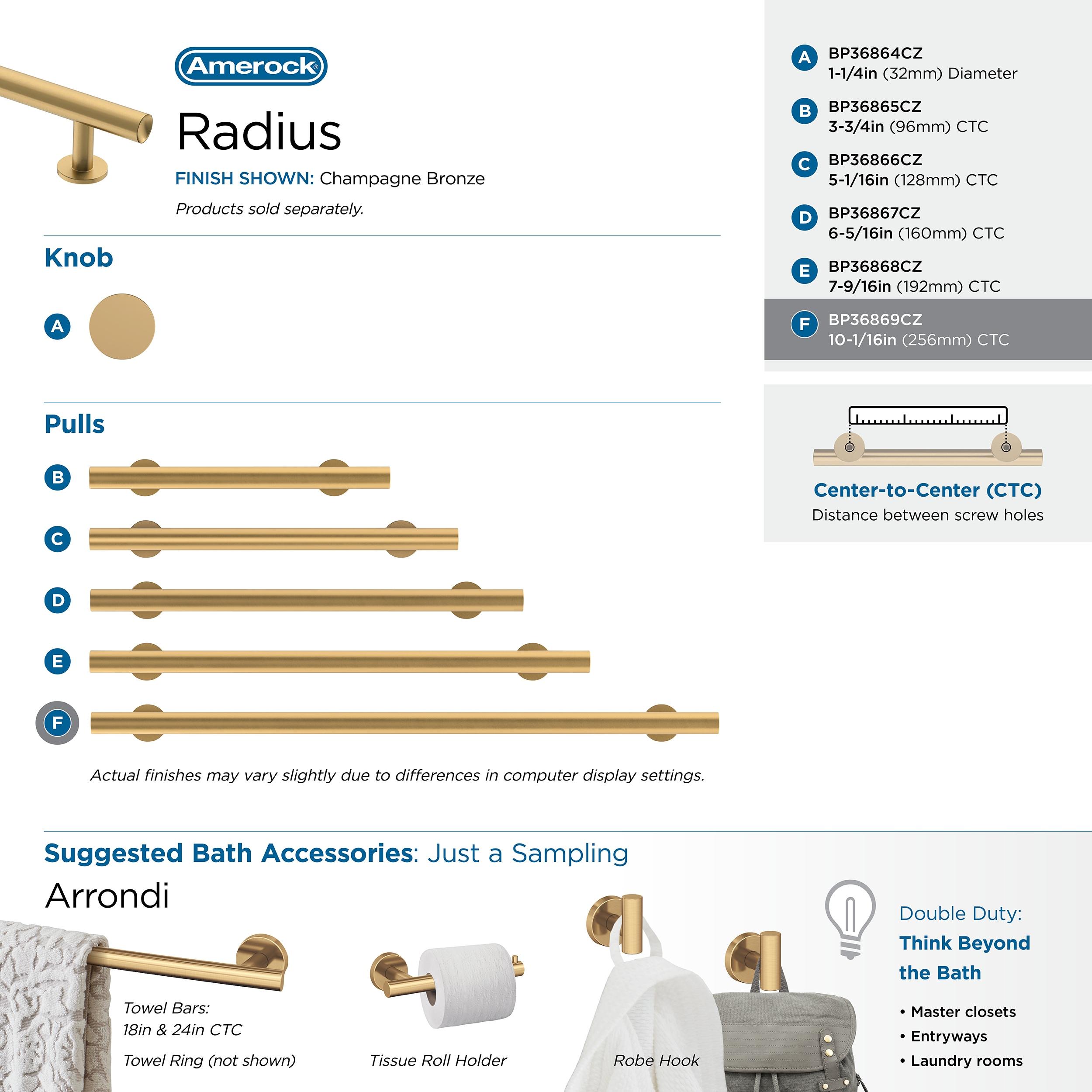 Amerock Radius 10-1/16 inch (256mm) Center-to-Center Champagne Bronze Cabinet Pull