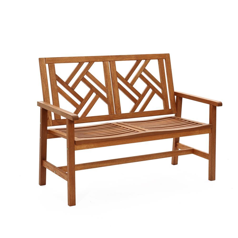 LuxenHome Carmel Solid Wood Outdoor Loveseat Park Bench